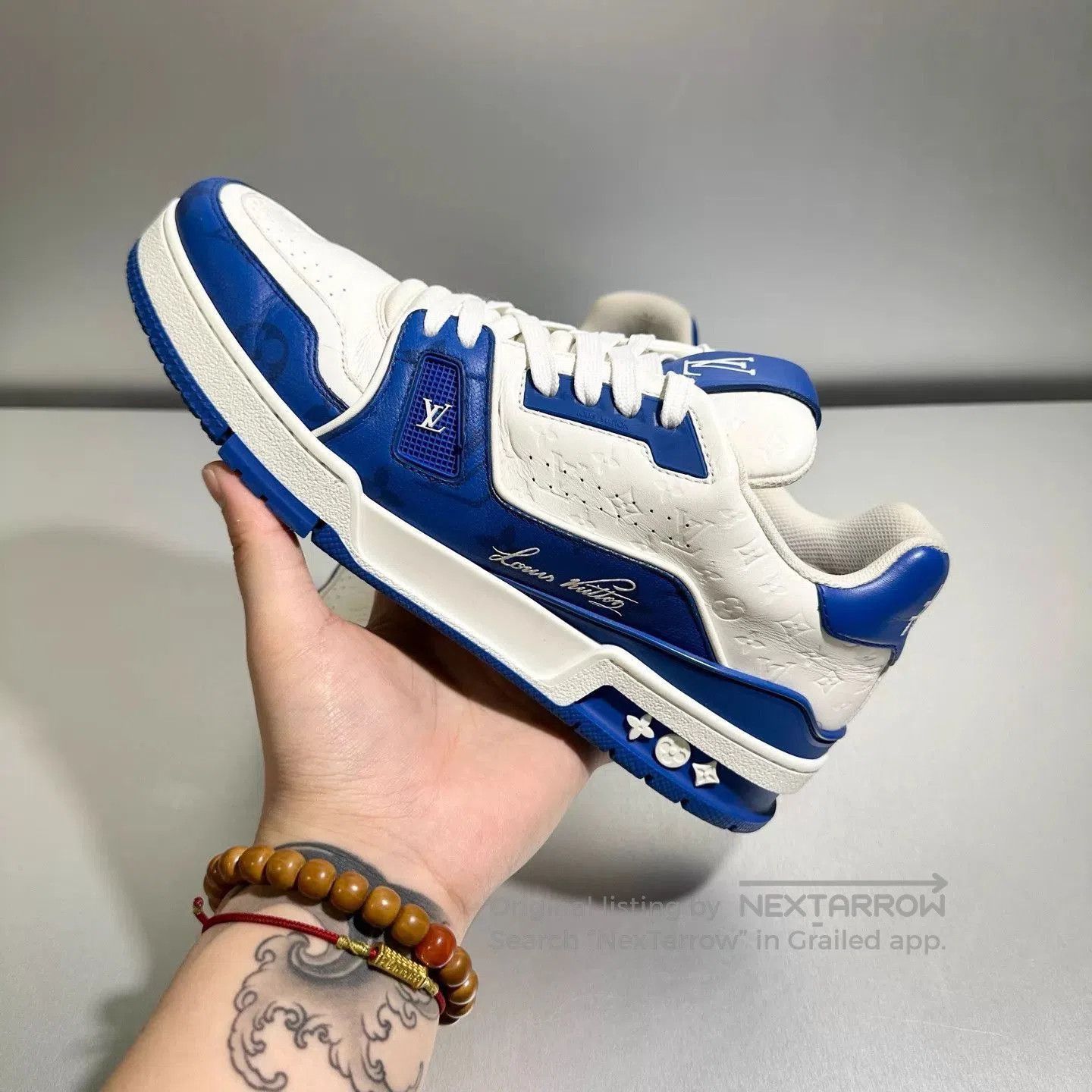 Louis Vuitton Blue and White Low Top Sneakers Size 8.5. Size US 8.5 / EU 41-42 - 9 Thumbnail