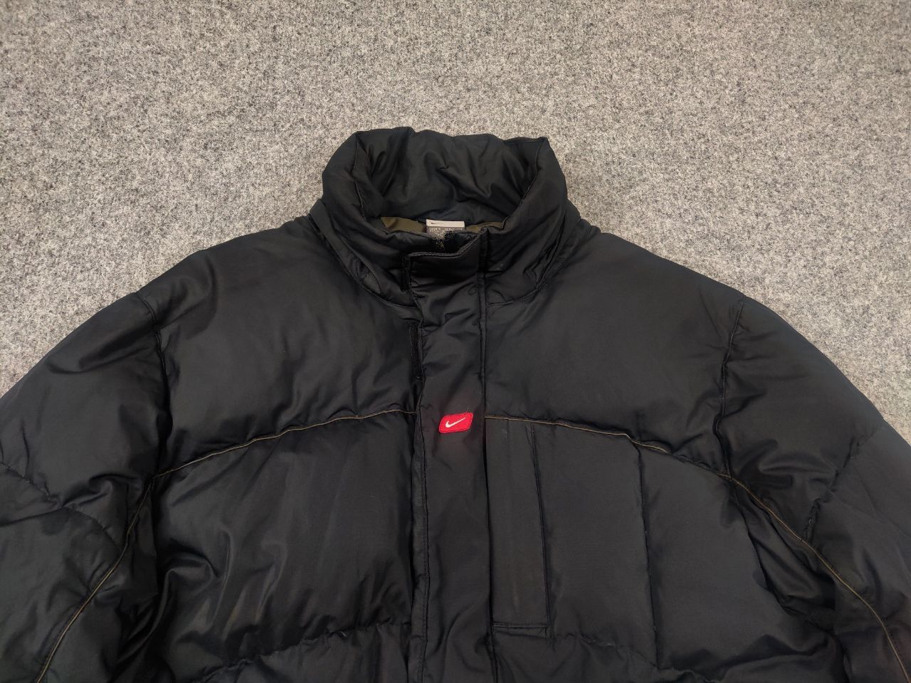 Nike 🔥 Vintage 90s Nike Logo Black puffy quilted Down Jacket Y2K Size US S / EU 44-46 / 1 - 5 Thumbnail