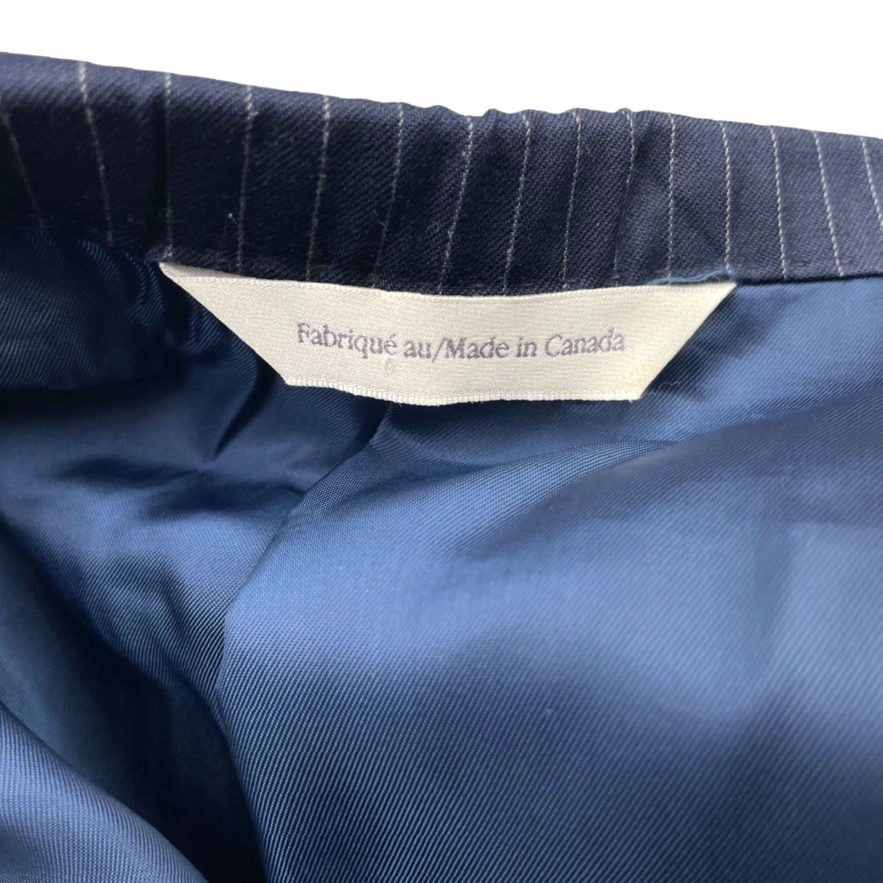 Vintage Samuelsohn Beckett Blazer Navy Blue Stripe 2-Button 40R Wool Mens Blazer Jacket Size 40R - 5 Thumbnail