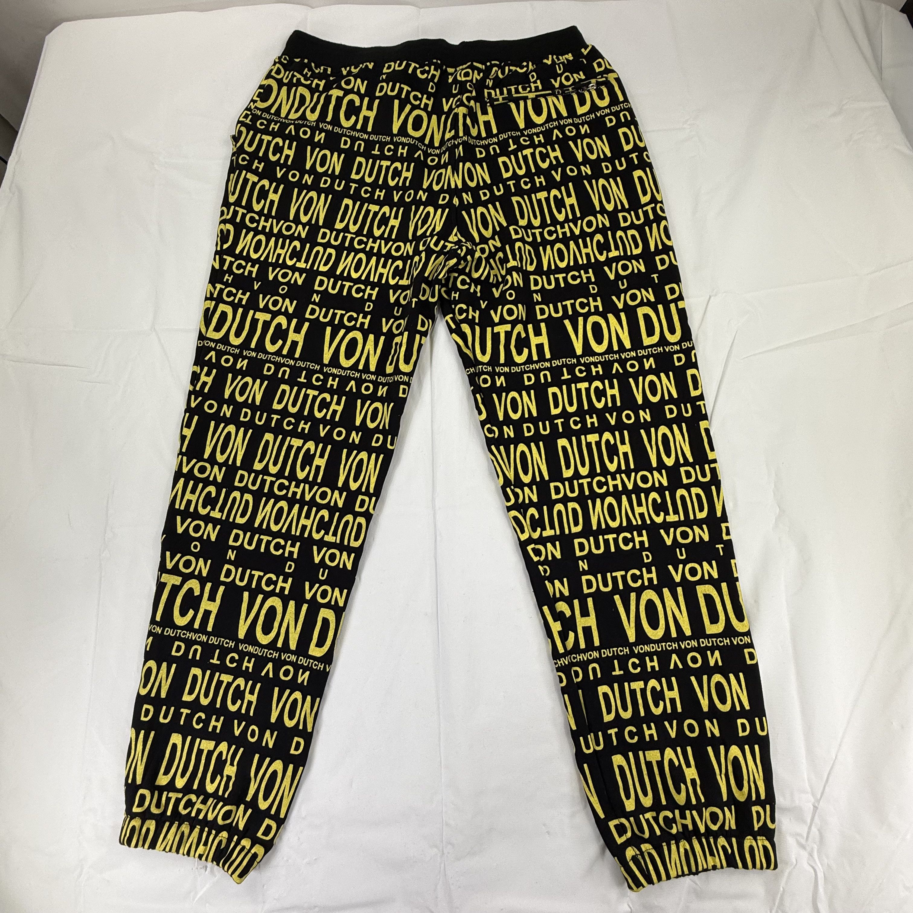 Von Dutch Von Dutch Mens Large Jogger Sweatpants All Over Logo Y2K Size US 34 / EU 50 - 7 Thumbnail