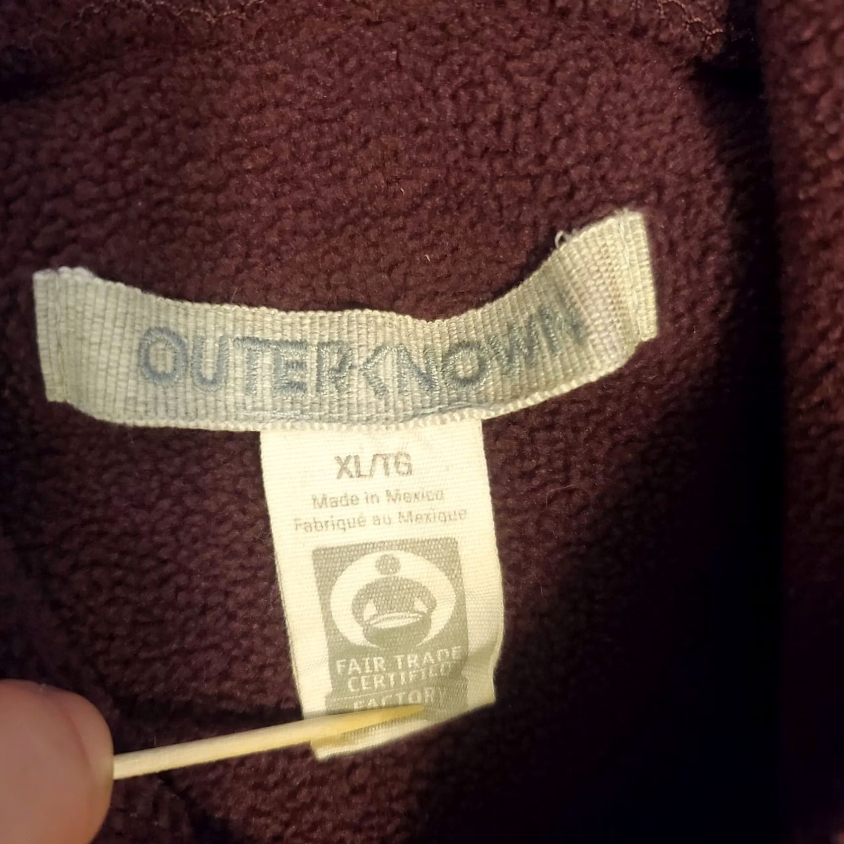 Outerknown Outerknown Pullover Hoodie Fleece Maroon Red Fuzzy Hooded XL Men Size US XL / EU 56 / 4 - 3 Thumbnail