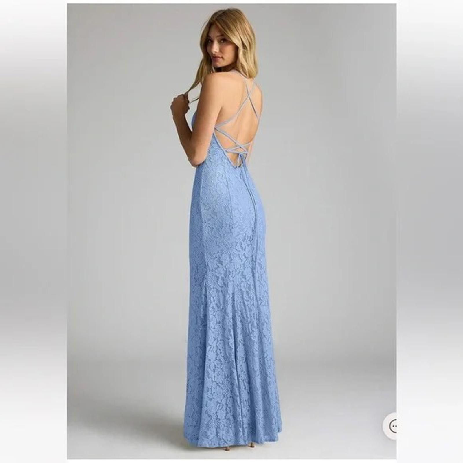Designer Azazie Steel Blue Maldive Lace Dress - Excellent Condition Size M / US 6-8 / IT 42-44 - 4 Thumbnail
