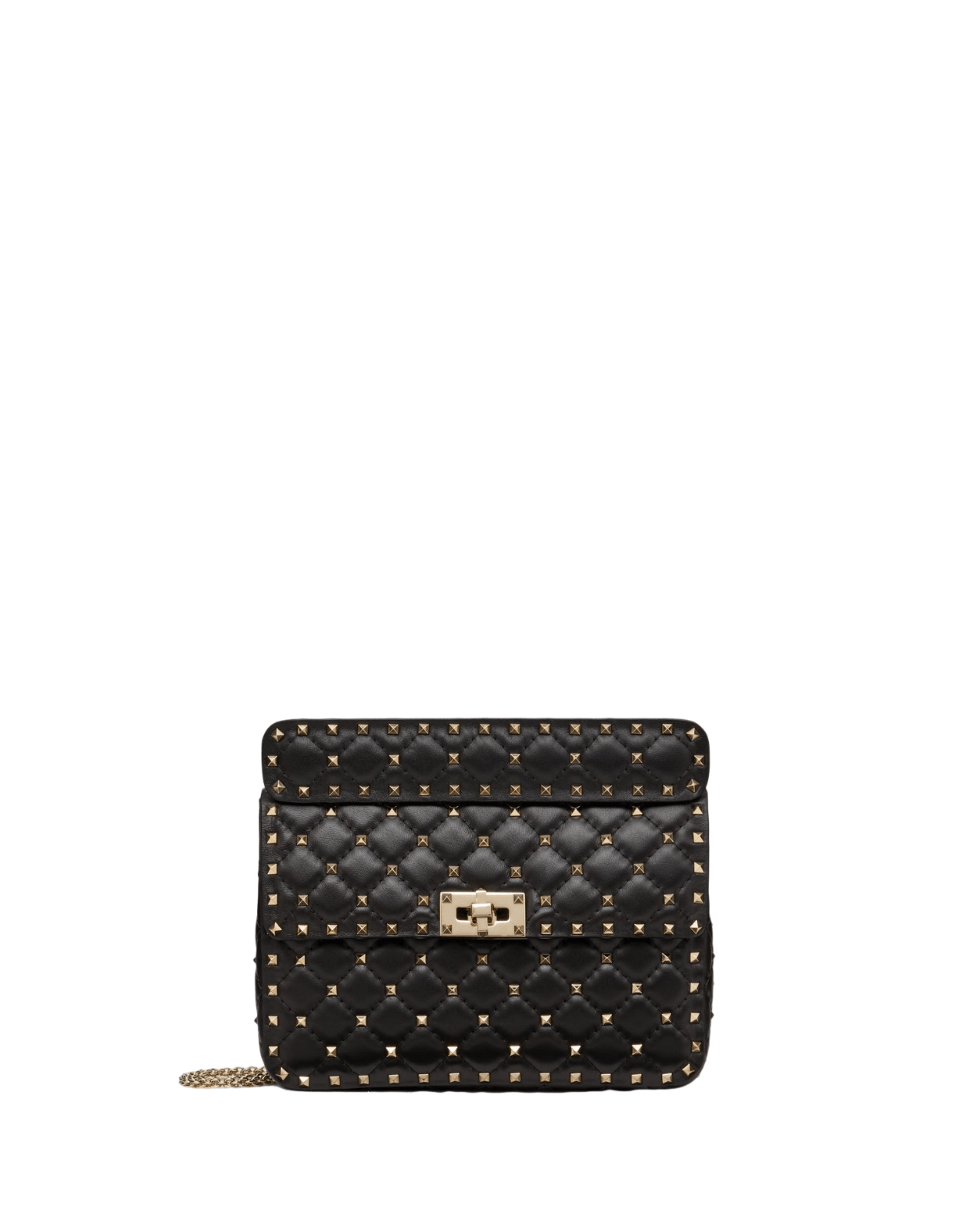 VALENTINO Rockstud Spike Medium Black Leather Shoulder Bag