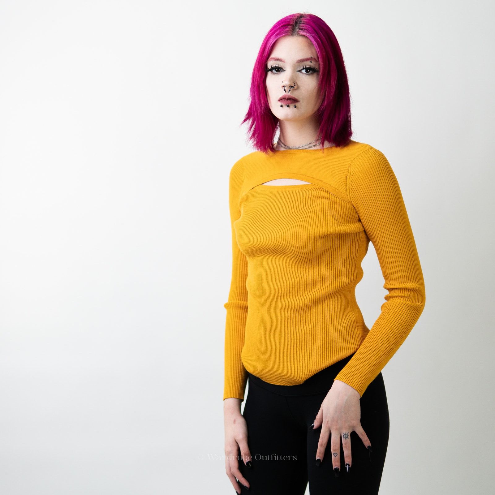 Urban Outfitters Fall Yellow Ribbed Long Sleeve Smocked Crewneck Sweater - L Size L / US 10 / IT 46 - 5 Thumbnail