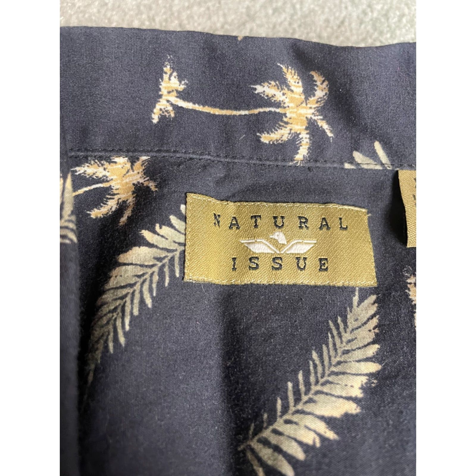 Vintage Natural Issue Shirt Men's XL Tall Black Palm Tree Pattern Button Up Pocket Cotton Nature Mens Size US XL / EU 56 / 4 - 7 Thumbnail