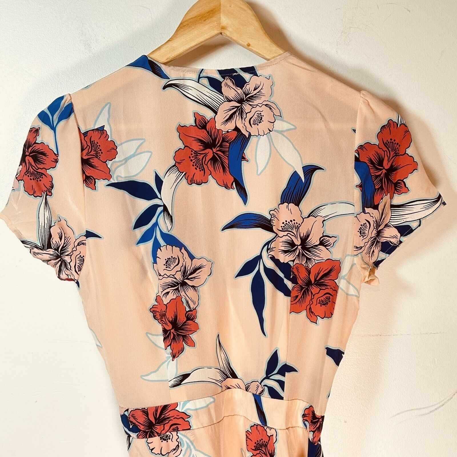Anthropologie Yumi Kim Soho Mixer Floral Wrap Mini Dress Silk Peach XS Size XS / US 0-2 / IT 36-38 - 6 Thumbnail