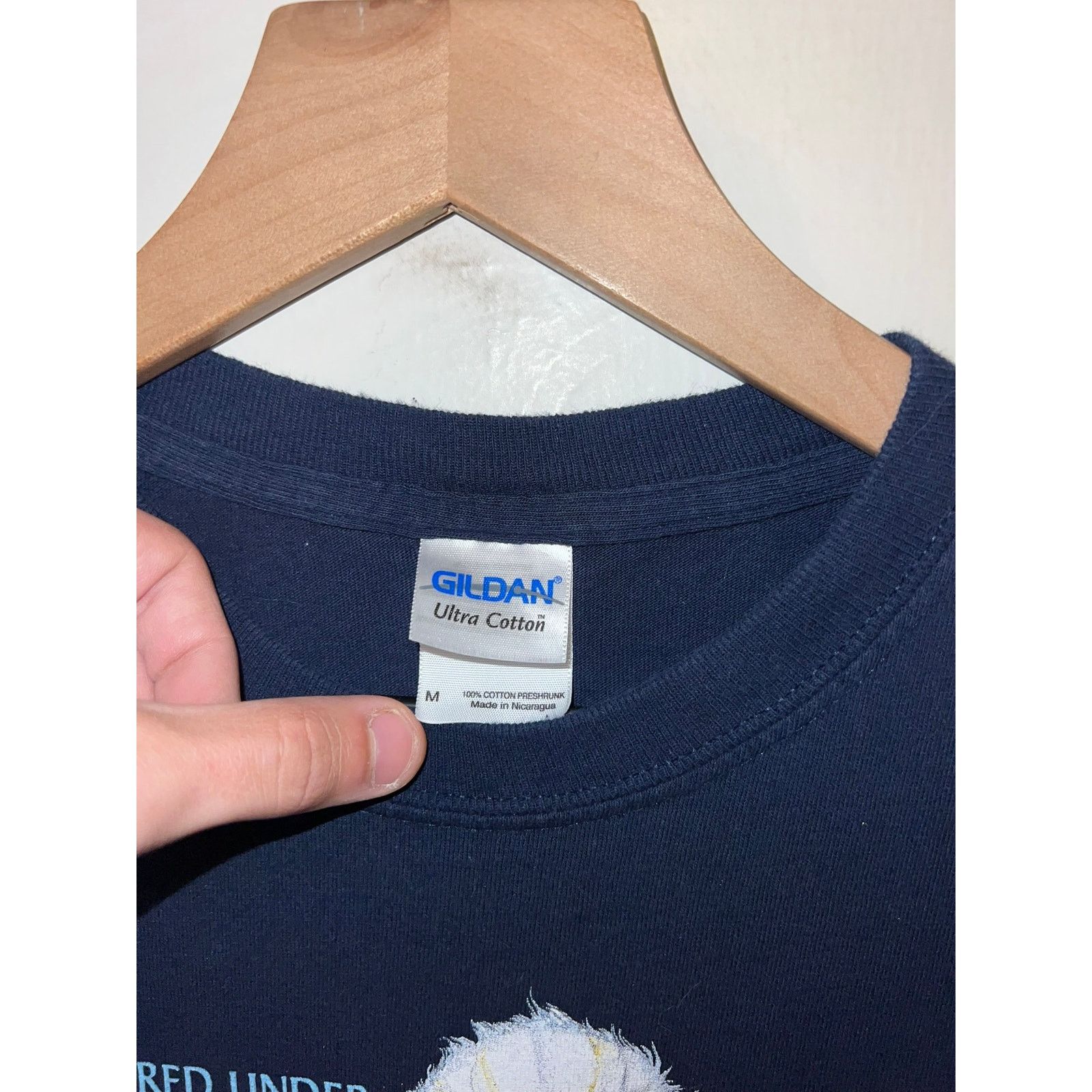 Gildan Vintage Eagle Shirt Sheltered Under Mighty Wings Blue Tee M Size US M / EU 48-50 / 2 - 7 Thumbnail