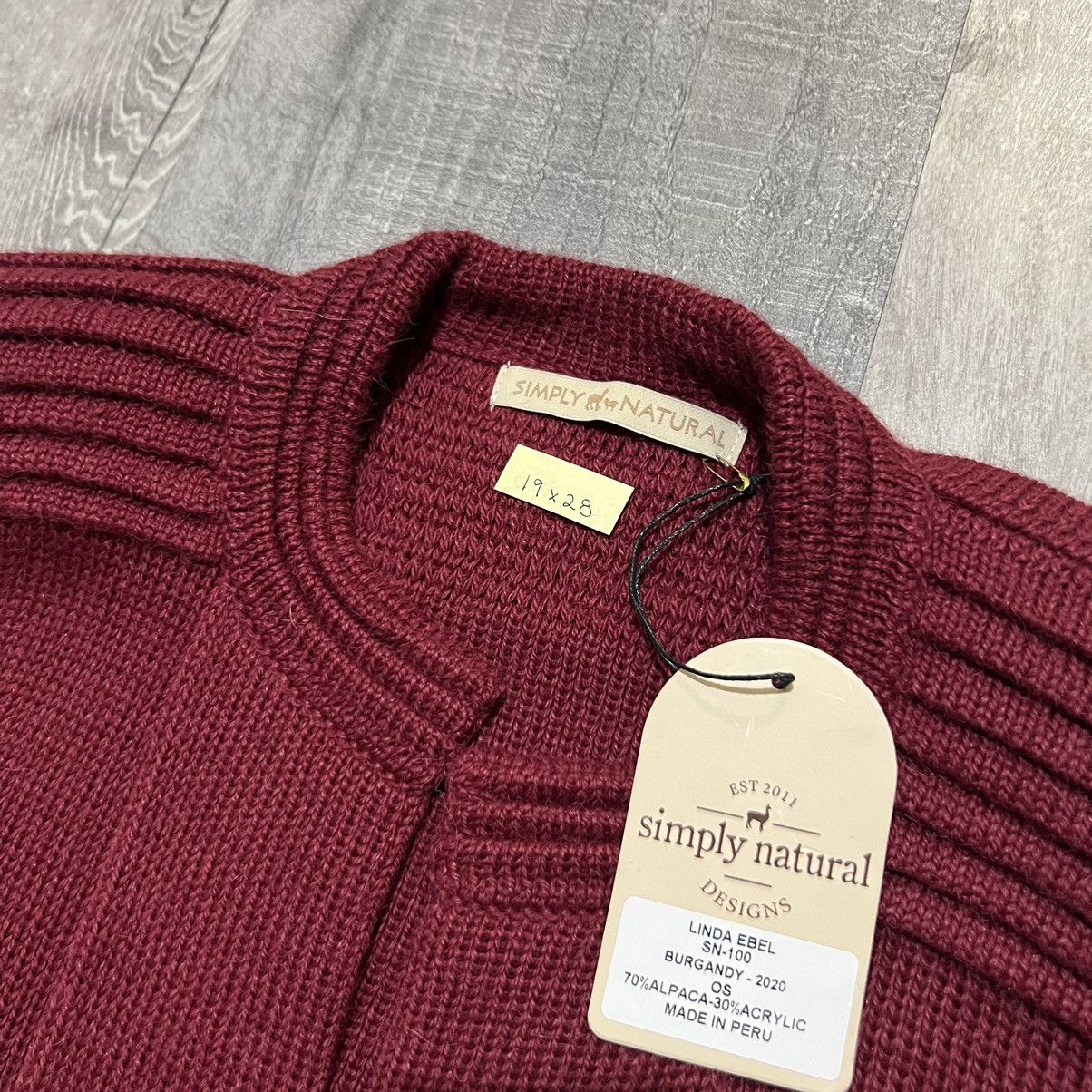 Other Simply Natural Burgandy Alpaca Wool Open Sweater Cardigan Size M / US 6-8 / IT 42-44 - 5 Thumbnail