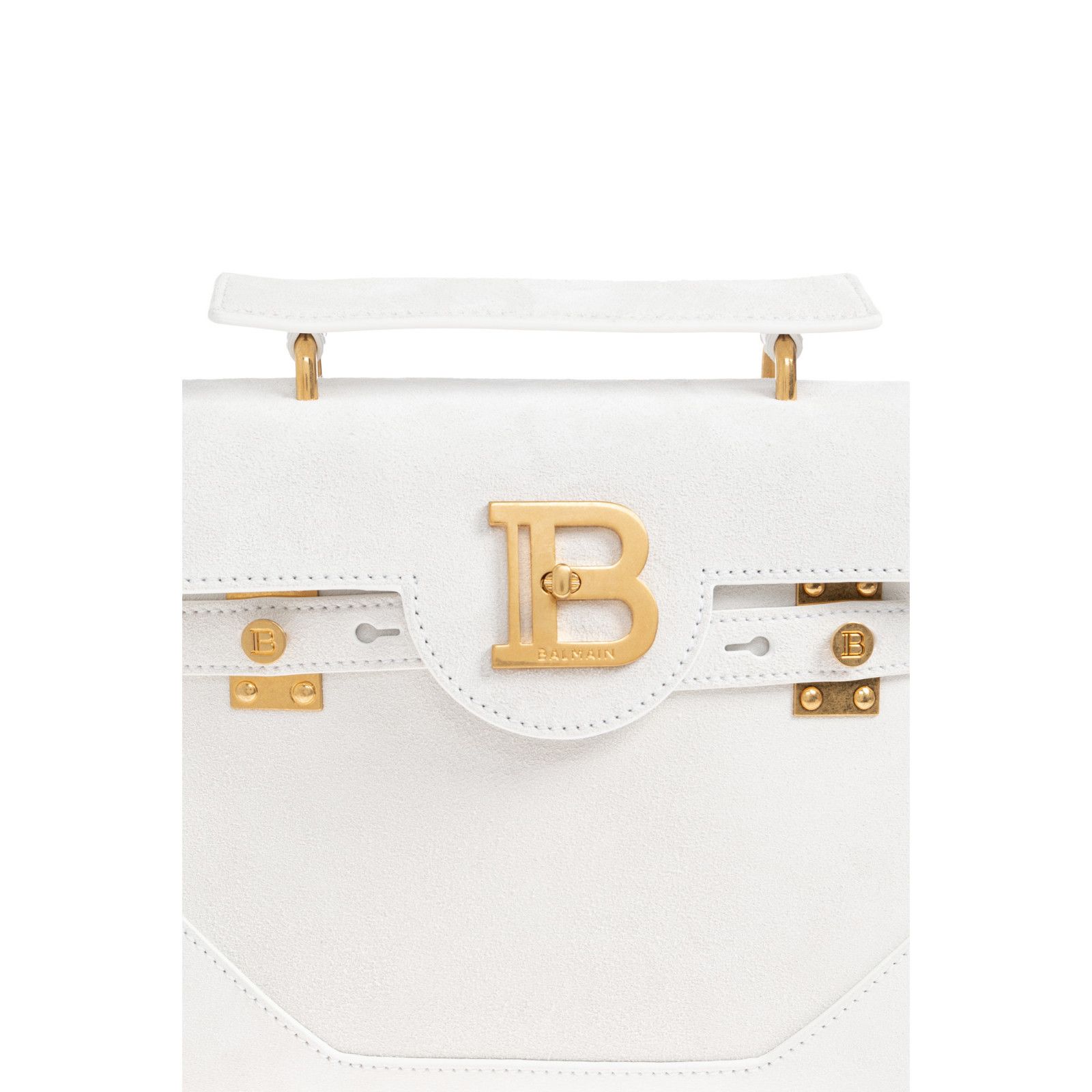 Balmain BALMAIN B-Buzz 23 White Suede Top Handle Bag New & Authentic Size ONE SIZE - 2 Thumbnail