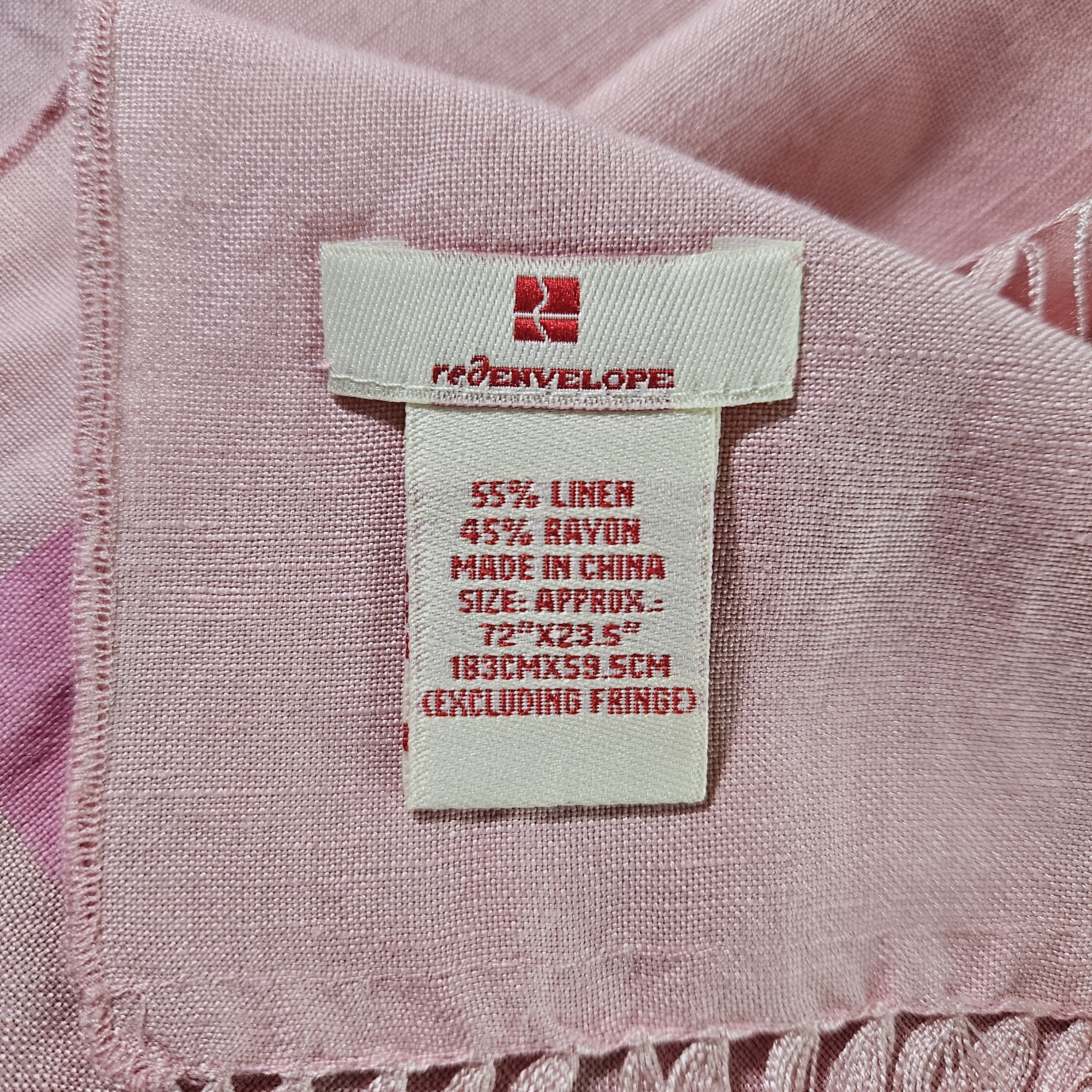 Other Red Envelope 74x23" Wrap Scarf Linen Pink Love Valentine's Size ONE SIZE - 12 Thumbnail