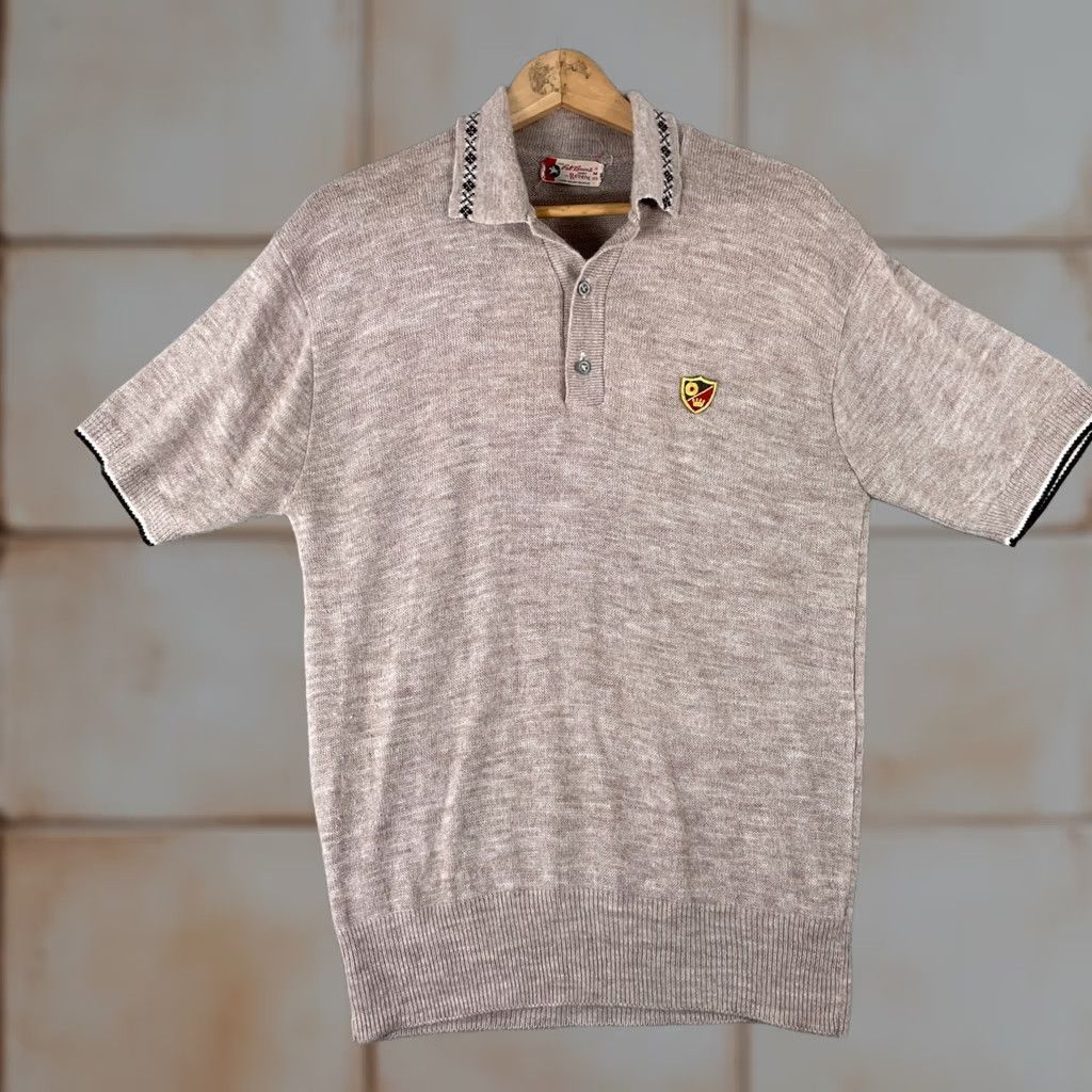 Vintage VINTAGE Revere Knit Polo Shirt Medium Tan Argyle Collar Orlon Pat Boone Mens Size US M / EU 48-50 / 2 - 1 Thumbnail