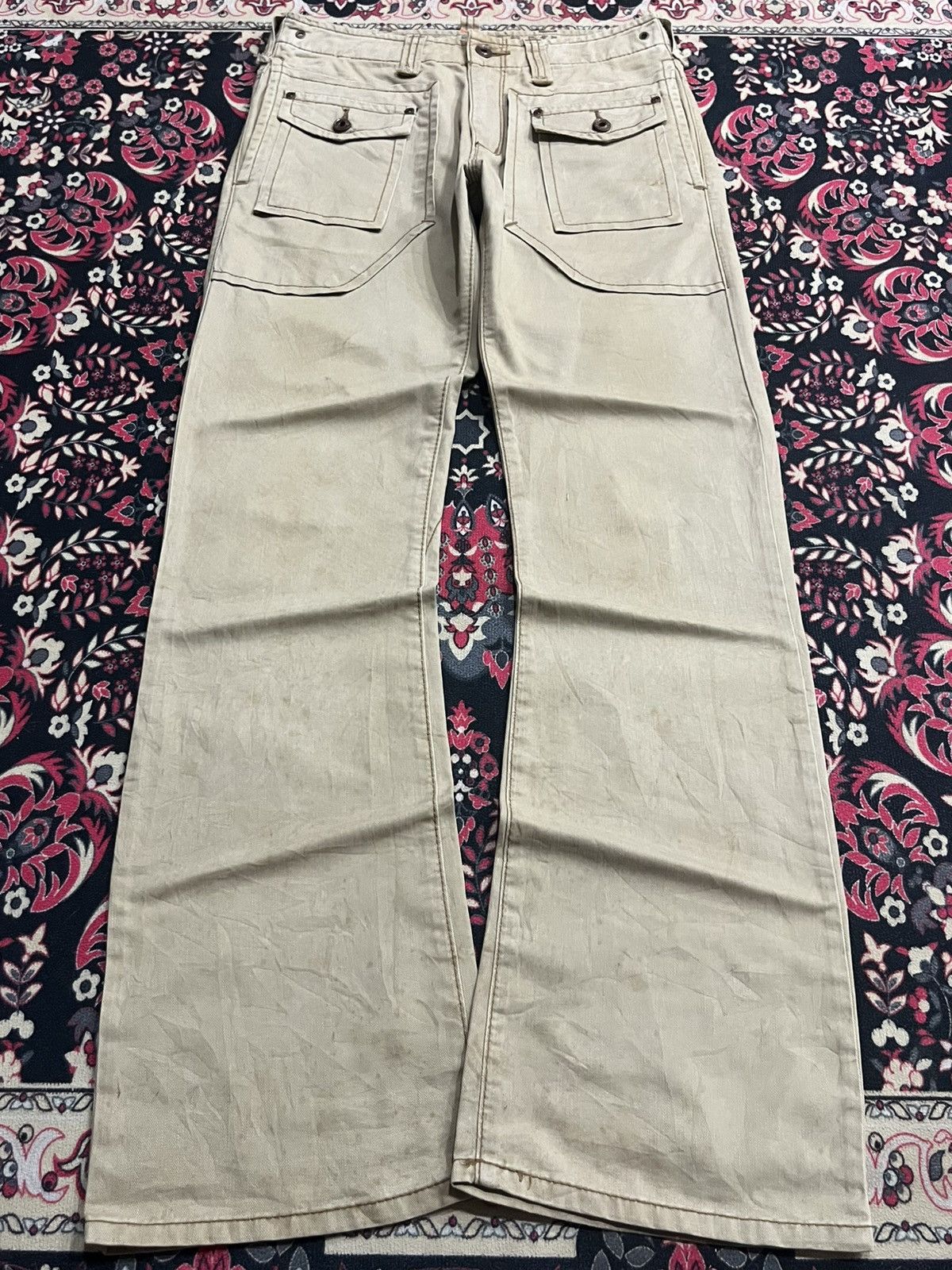 Edwin Vintage Japanese Edwin 503 Cargo Khaki Washed Flare Pants Size US 30 / EU 46 - 1 Thumbnail