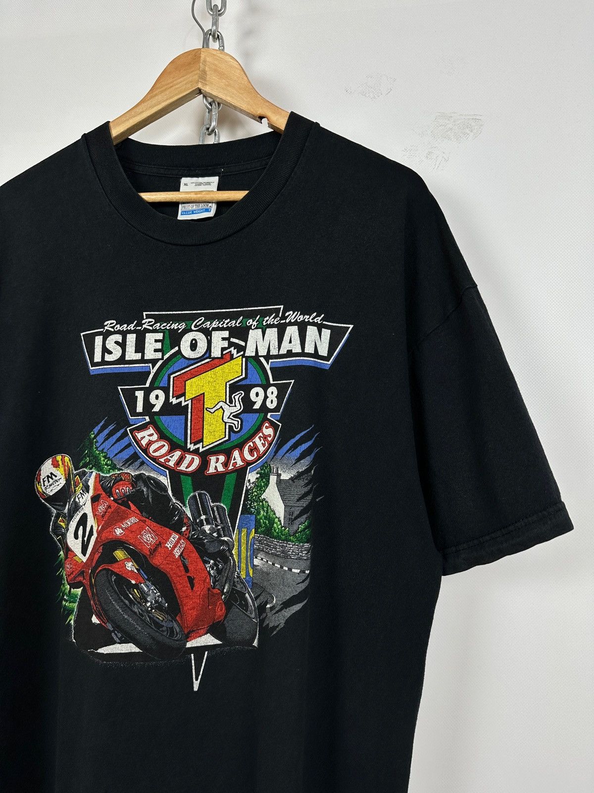 Vintage 1998 Vintage Isle Of Man Road Racing Moto T-Shirt Size US XL / EU 56 / 4 - 7 Thumbnail