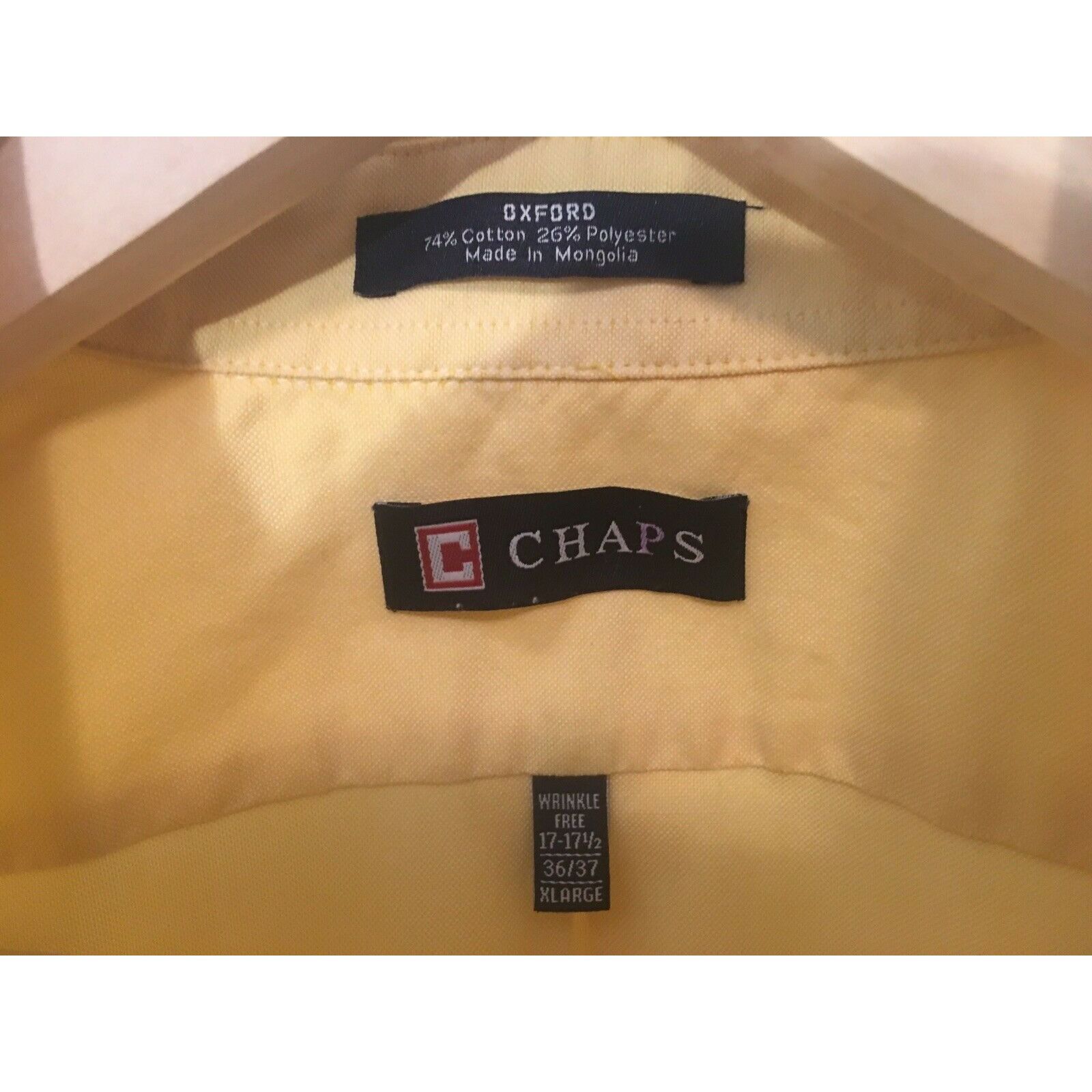 Chaps Chaps Oxford Men’s Button Shirt Yellow Size 17-17 1/2 Size US XL / EU 56 / 4 - 2 Thumbnail