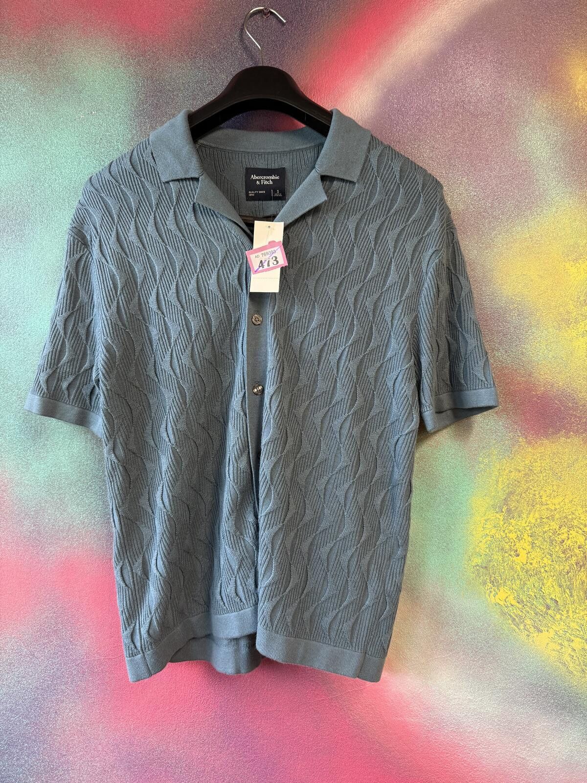 Other Abercrombie & Fitch Blue Geometric Stitch Knit Sweater Polo Size US S / EU 44-46 / 1 - 1 Thumbnail