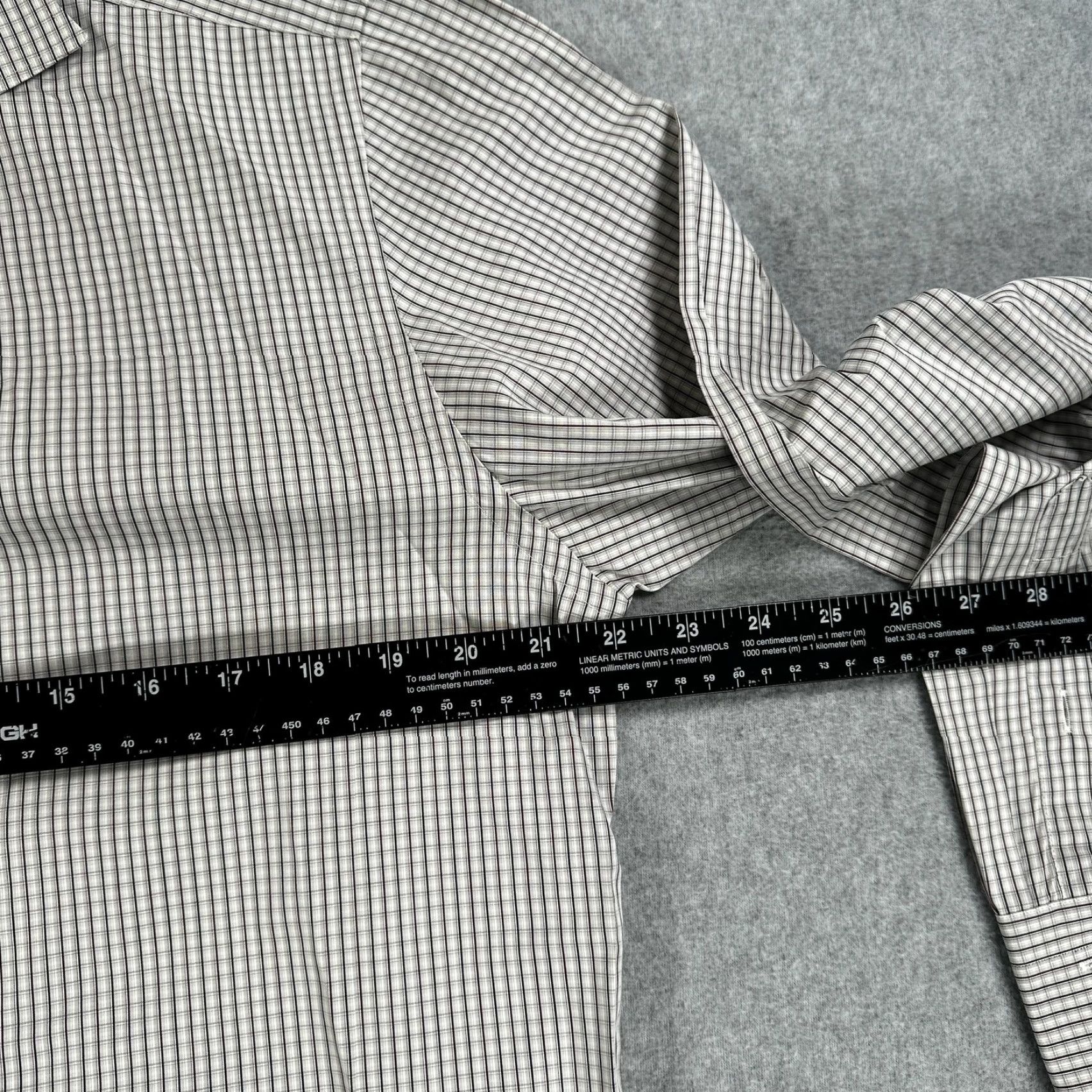 Canali Canali Dress Shirt Mens 42 16.5 Gray Check Spread Collar Long Sleeve Mens Size 46R - 6 Thumbnail
