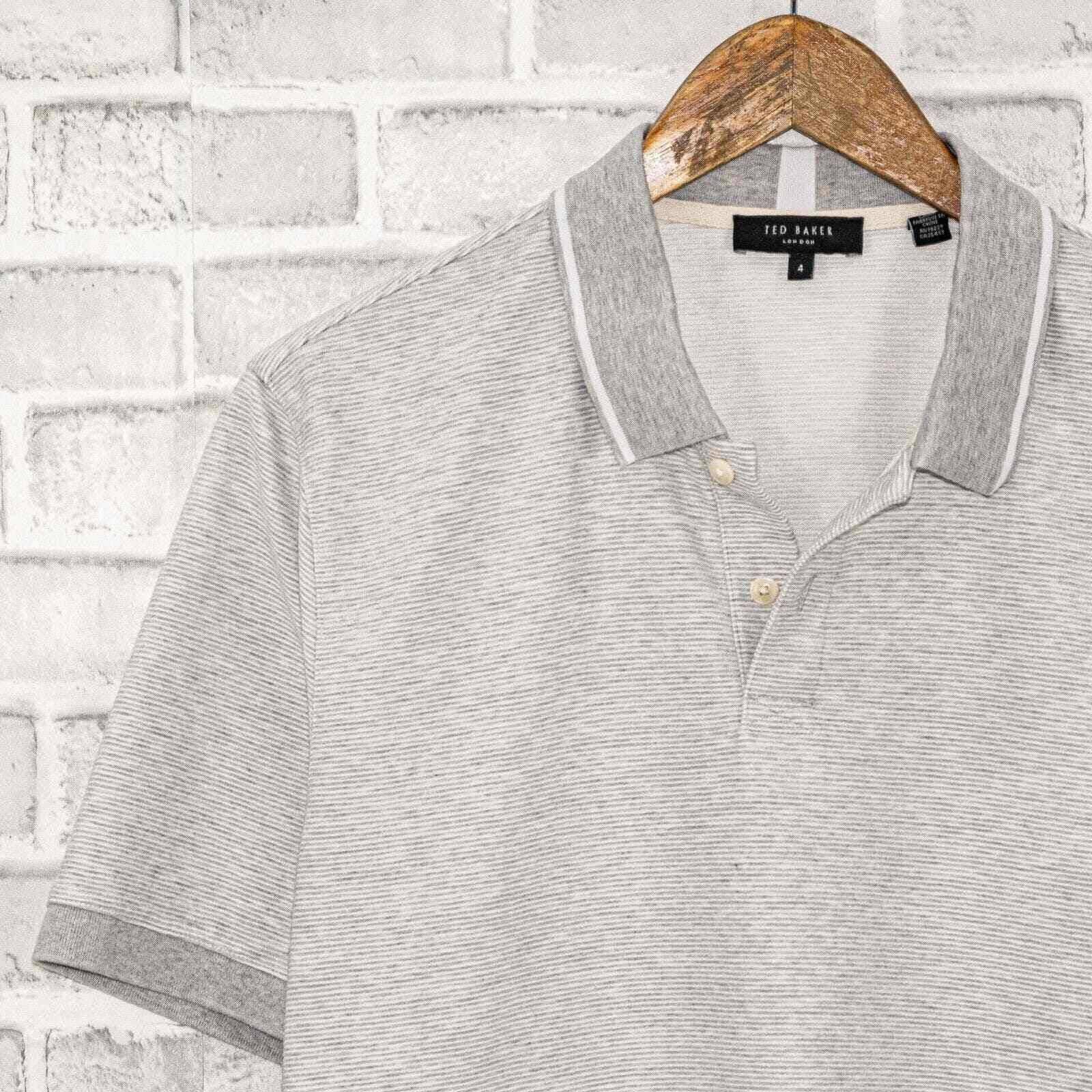 Ted Baker Ted Baker Ellerby Stripe Polo Shirt Short Sleeve light gray Size US L / EU 52-54 / 3 - 4 Thumbnail