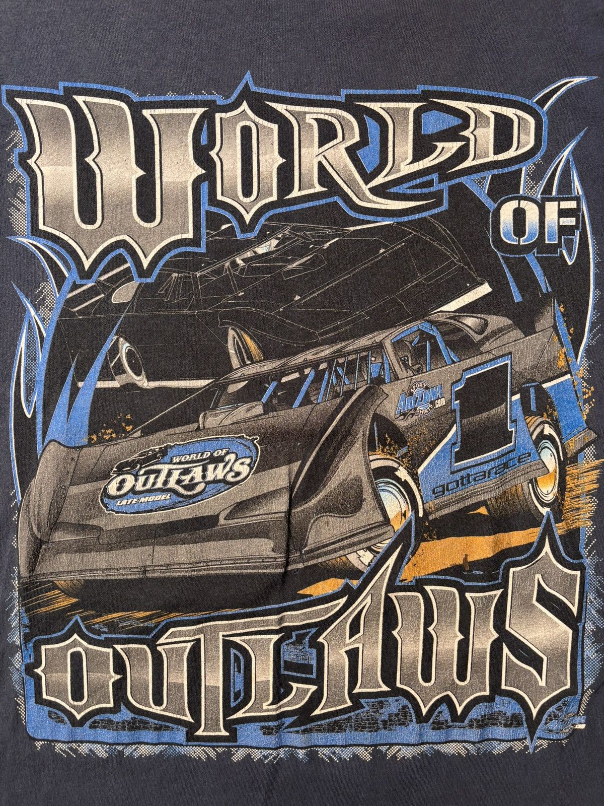 NASCAR Vtg World Of Outlaws Double Sided Dirt Racing Racecar Tour L Size US L / EU 52-54 / 3 - 2 Thumbnail