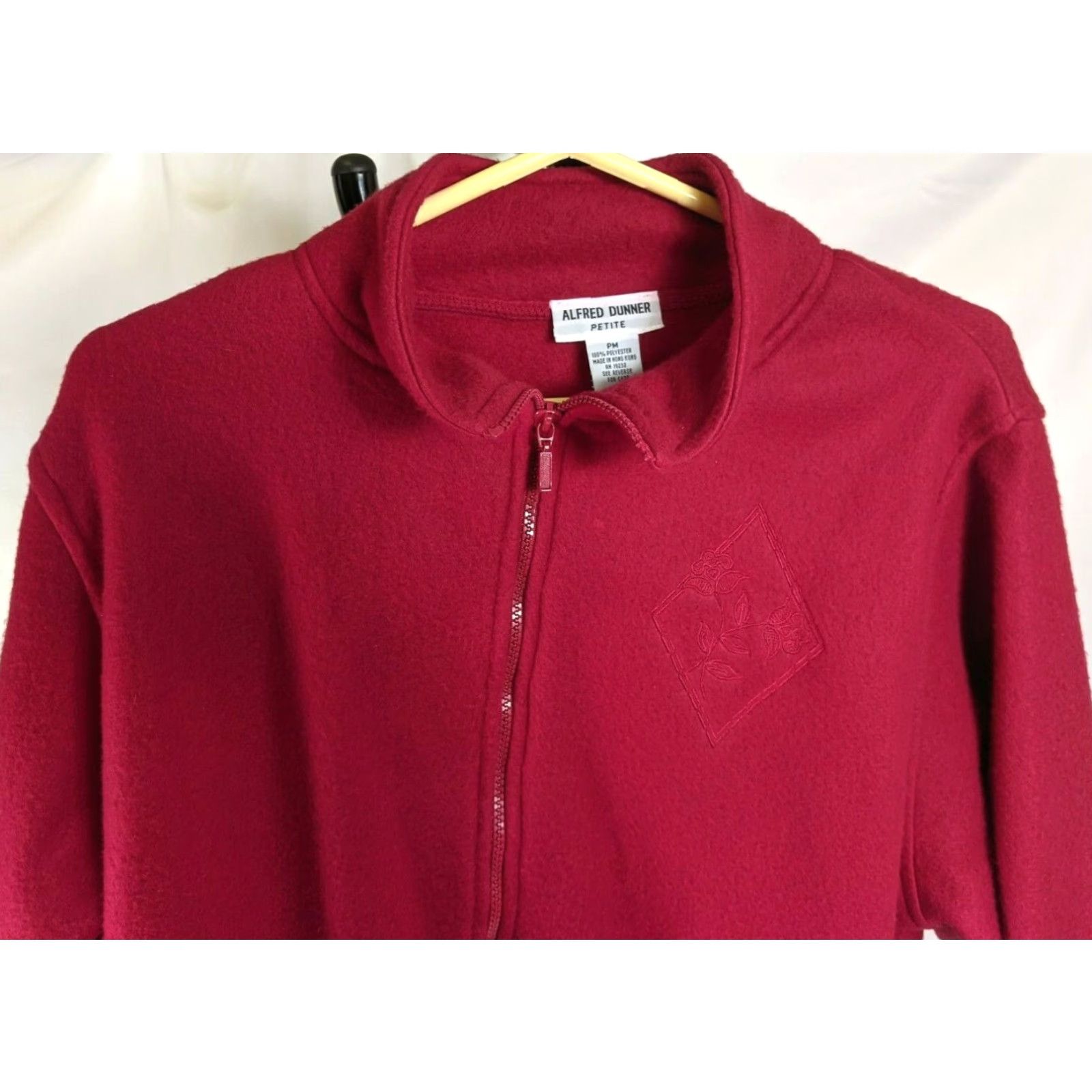 Vintage Alfred Dunner Petite Red Fleece Floral Size PM Womens Zipper Sweater Jacket A21 Size M / US 6-8 / IT 42-44 - 2 Thumbnail