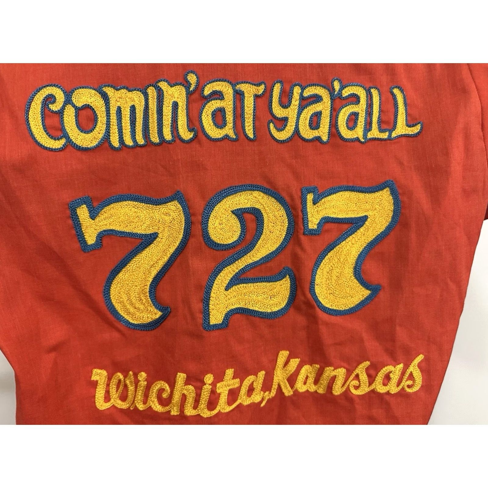 Vintage VTG 60s Wichita 727 Champion Spark Lenco Pennzoil Chain Stitch Pit Crew Shirt 32 Women Orange Red Button-Up Short Sleeve Size 32 Size XXS / US 00 / IT 34 - 4 Thumbnail
