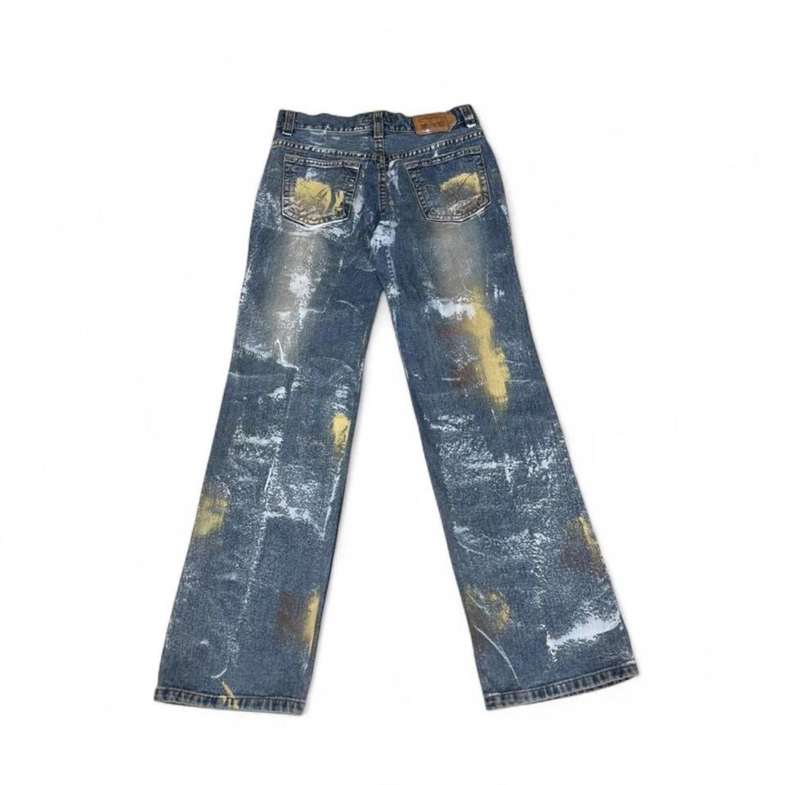 Other Y2K style Grand Denim Jeans Painted & Printed Font Design Size 32" / US 10 / IT 46 - 2 Thumbnail