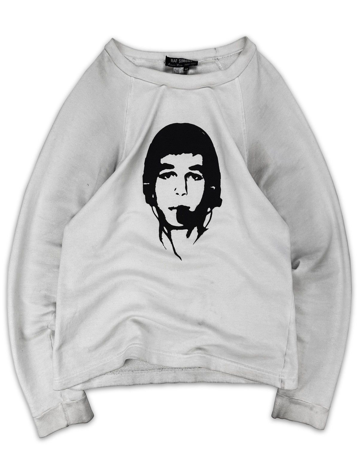image of Aw98 Raf Simons Radioactivity Hmd 414 White Graphic Crewneck, Men's (Size Medium)