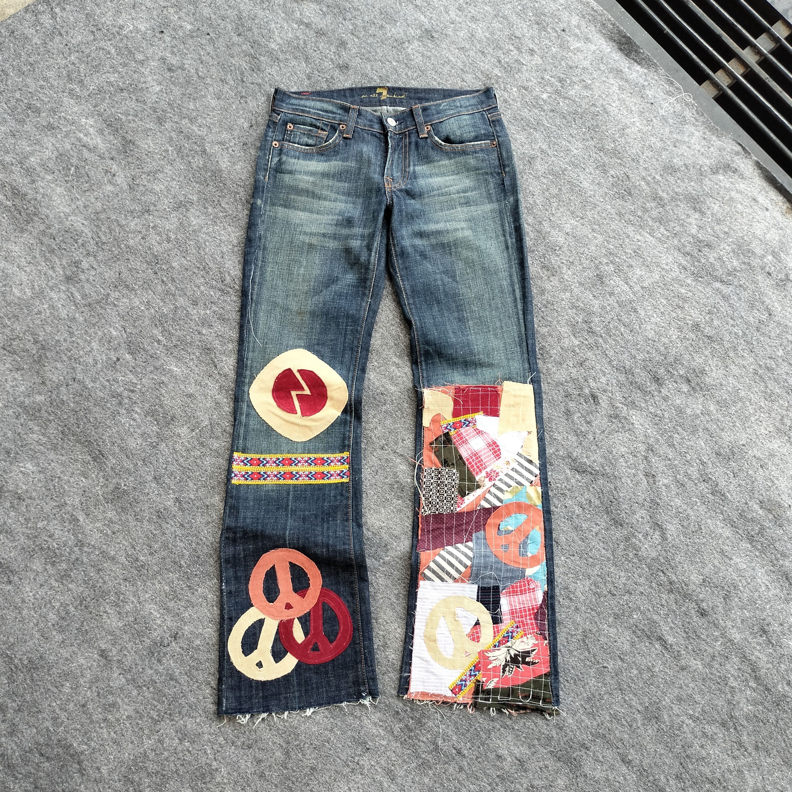 7 For All Mankind Peace patchwork boot cut denim Size US 29 - 1 Thumbnail