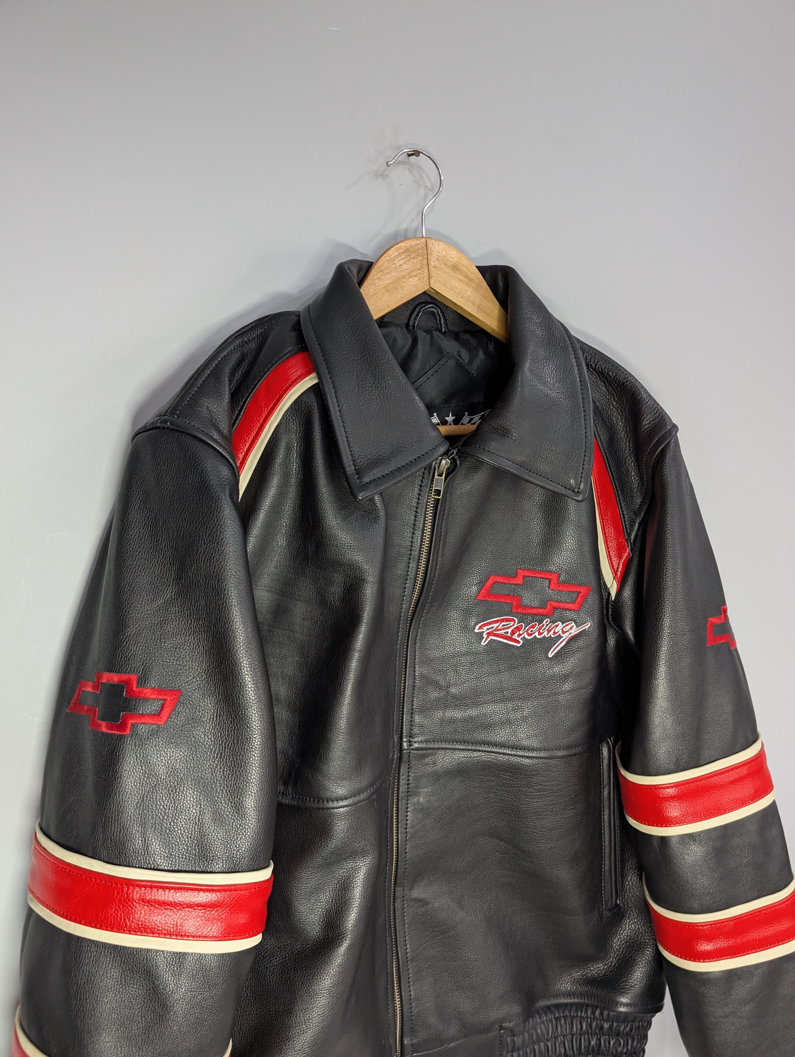 Vintage 🔥Chevrolet🔥 Vintage Racing Leather Jacket Rare 90s Size M / US 6-8 / IT 42-44 - 3 Thumbnail