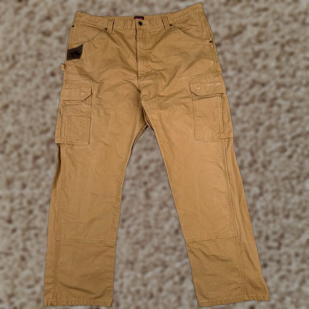 Wrangler Pants Men 42 Brown Workwear Cargo Ripstop Dura Cotton Canvas 41x32 Wrangler RIGGS Cargo Pants Men Brown 42 Regular Inseam 32