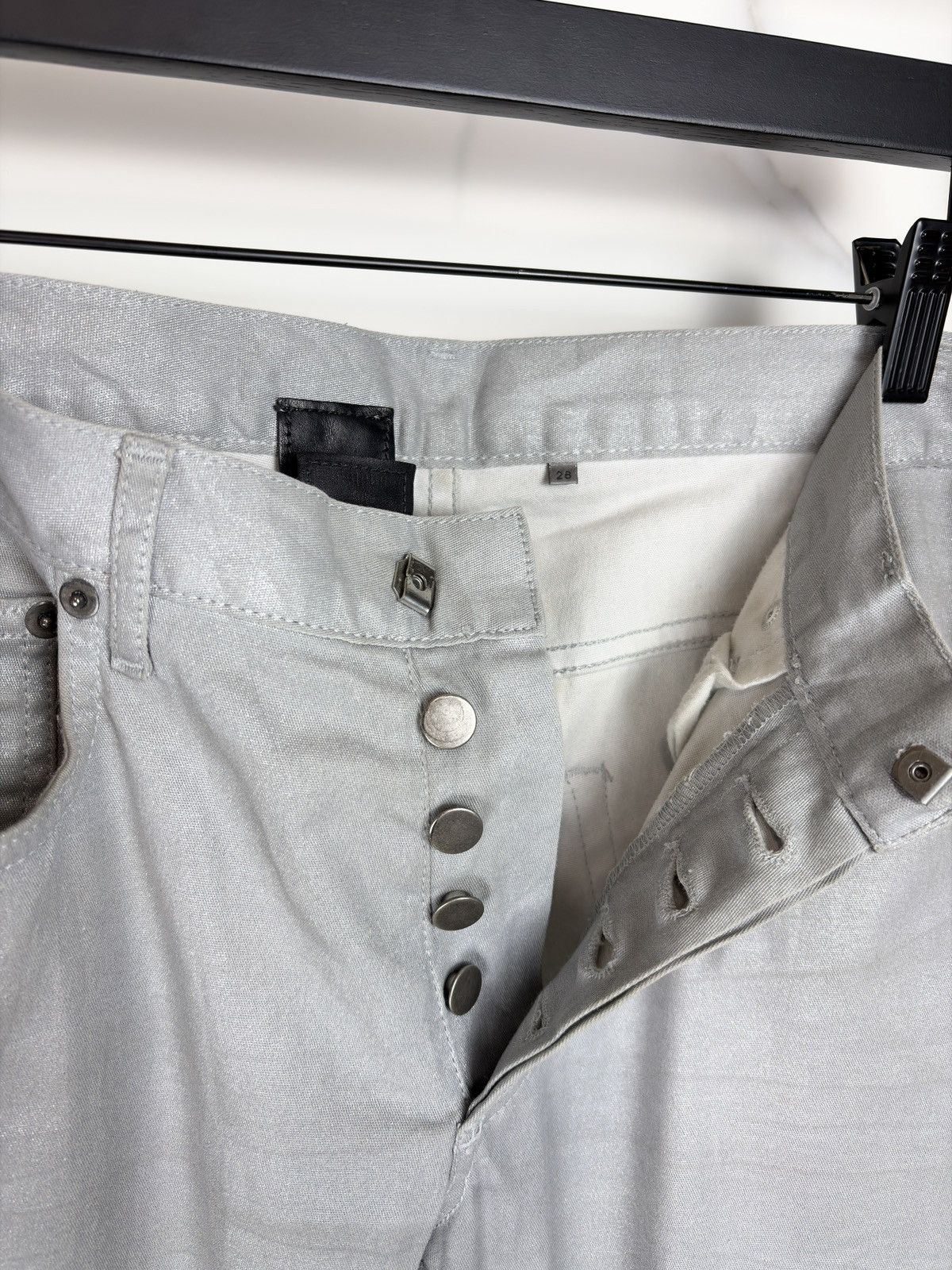 Dior × Hedi Slimane SS06 Dior Homme Silver Metallic Glitter Waxed Coated Jeans Size US 28 / EU 44 - 9 Thumbnail