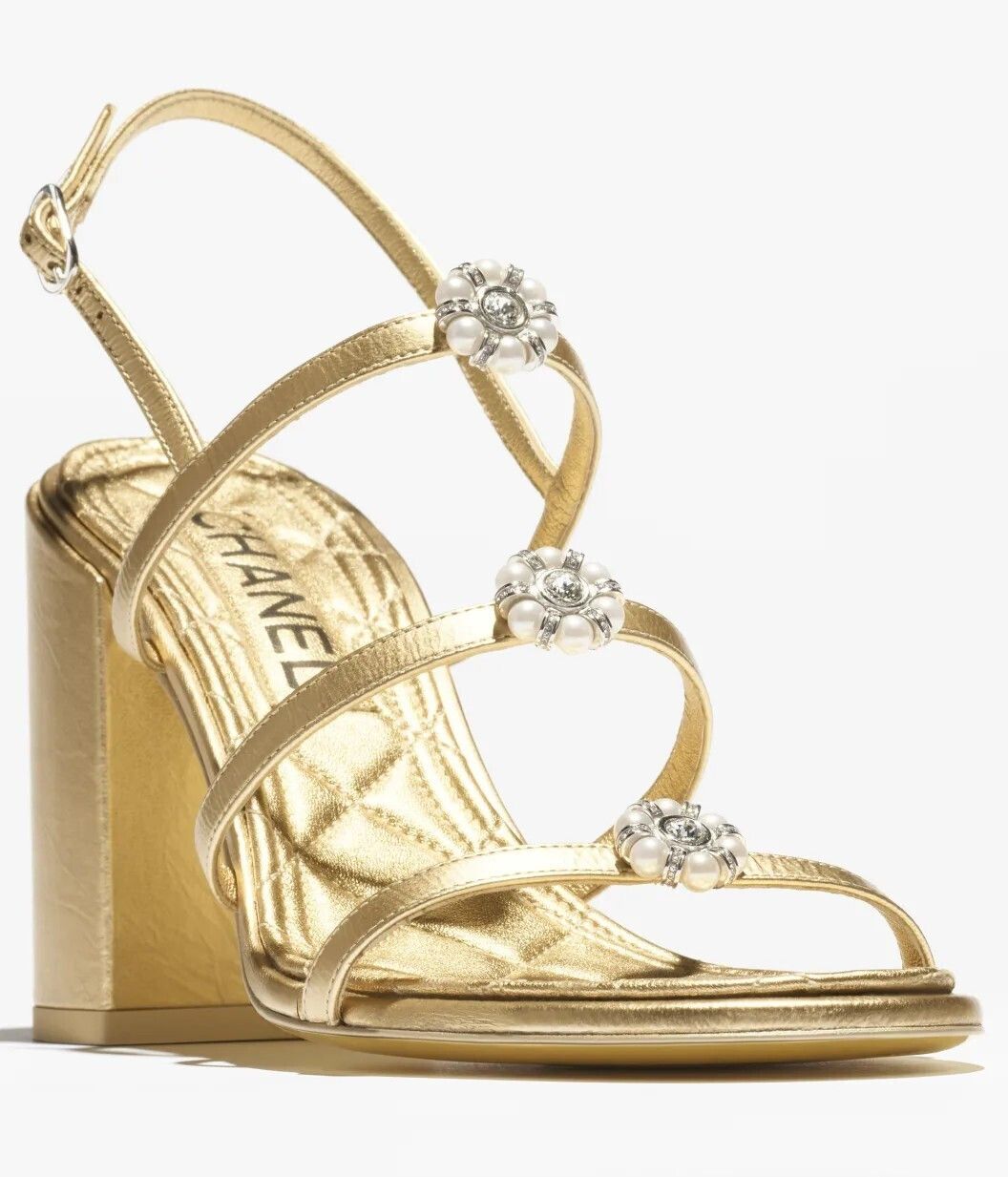 Chanel o1h1sh10526 Pearl CC Sandals in Gold Size US 10 / IT 40 - 2 Thumbnail