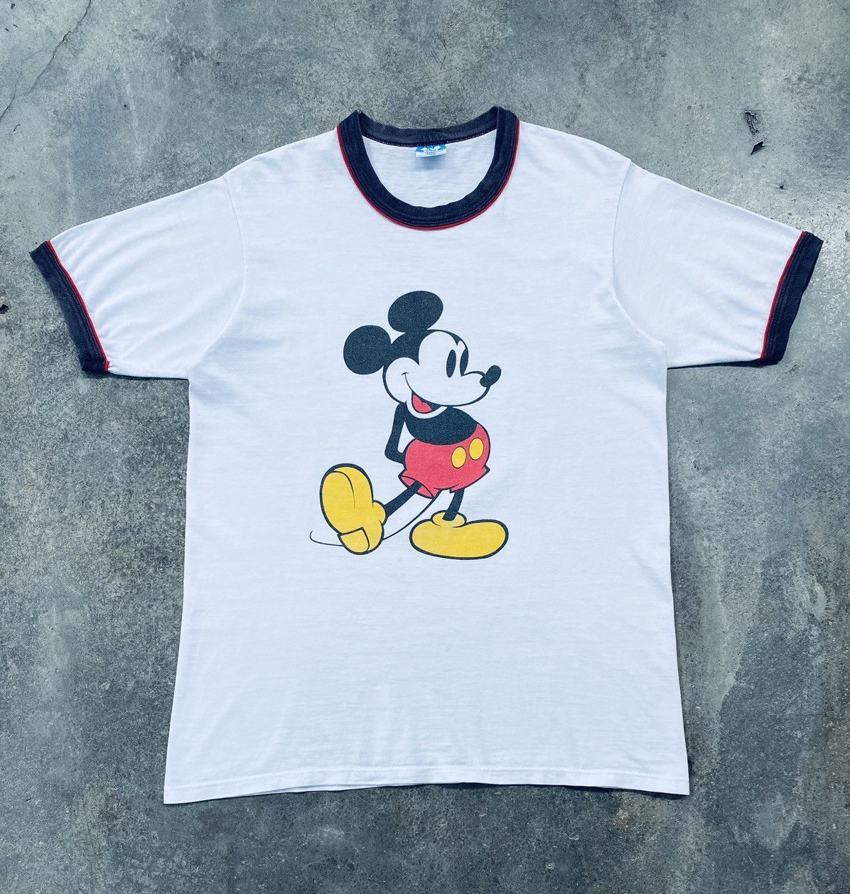 Vintage Vintage 90s Mickey Mouse Yellow Shoes Ringer Tees Size US L / EU 52-54 / 3 - 1 Thumbnail