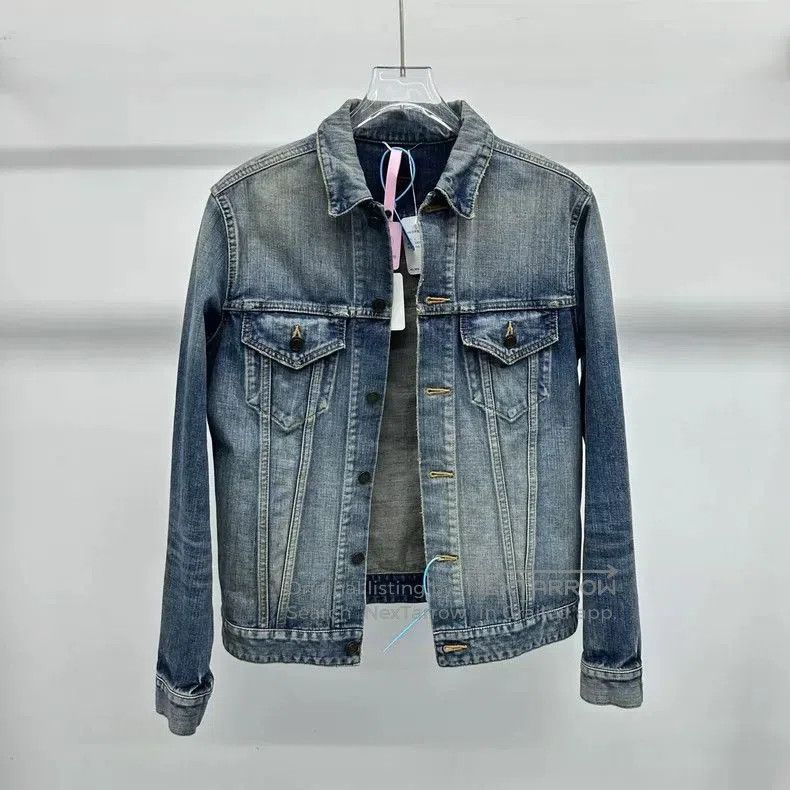 Yves Saint Laurent YSL Denim Jacket with Rainbow Back Print. Size US L / EU 52-54 / 3 - 1 Thumbnail