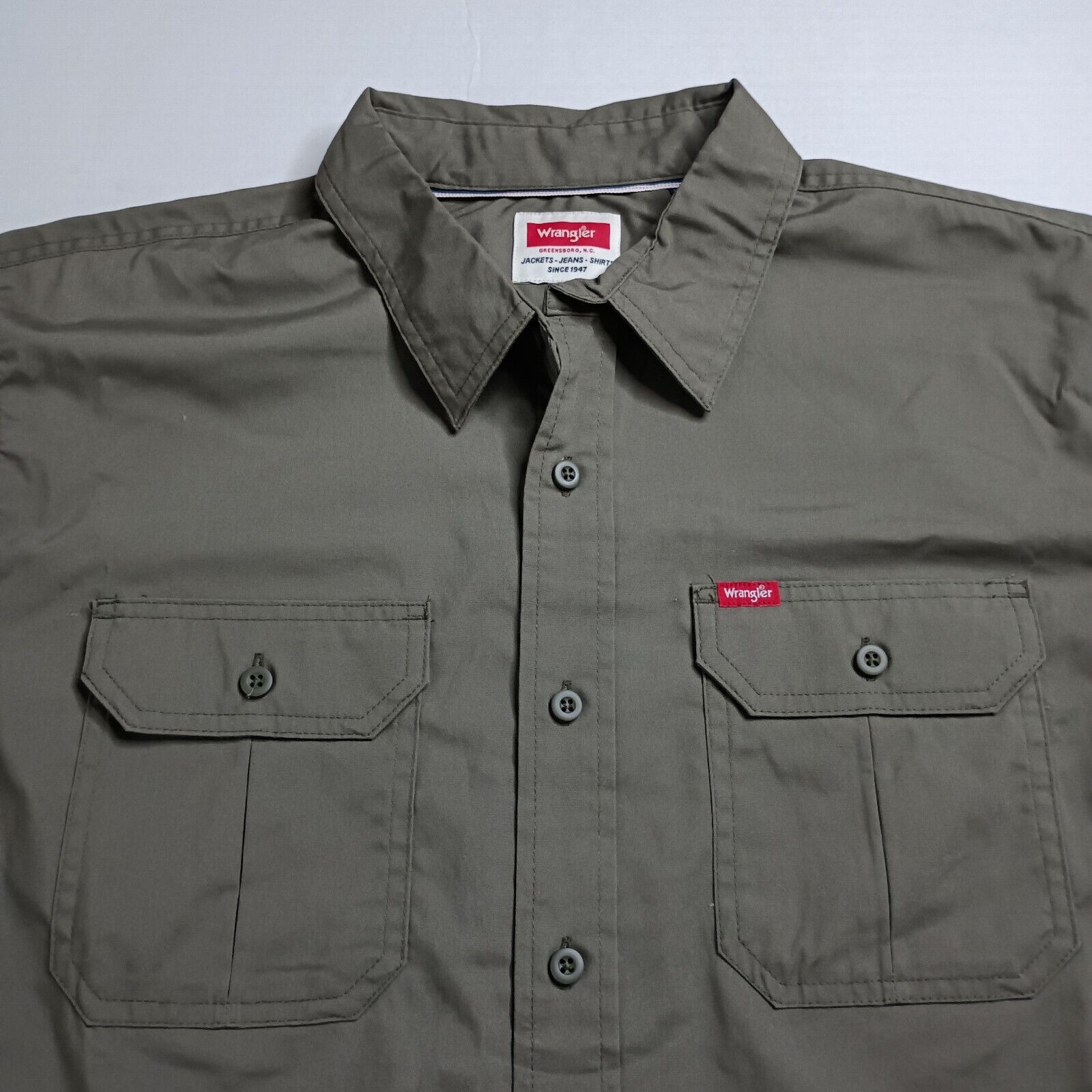 Wrangler Wrangler S/S Twill Button Up Shirt Green Relaxed Fit Size XL Size US XL / EU 56 / 4 - 2 Thumbnail