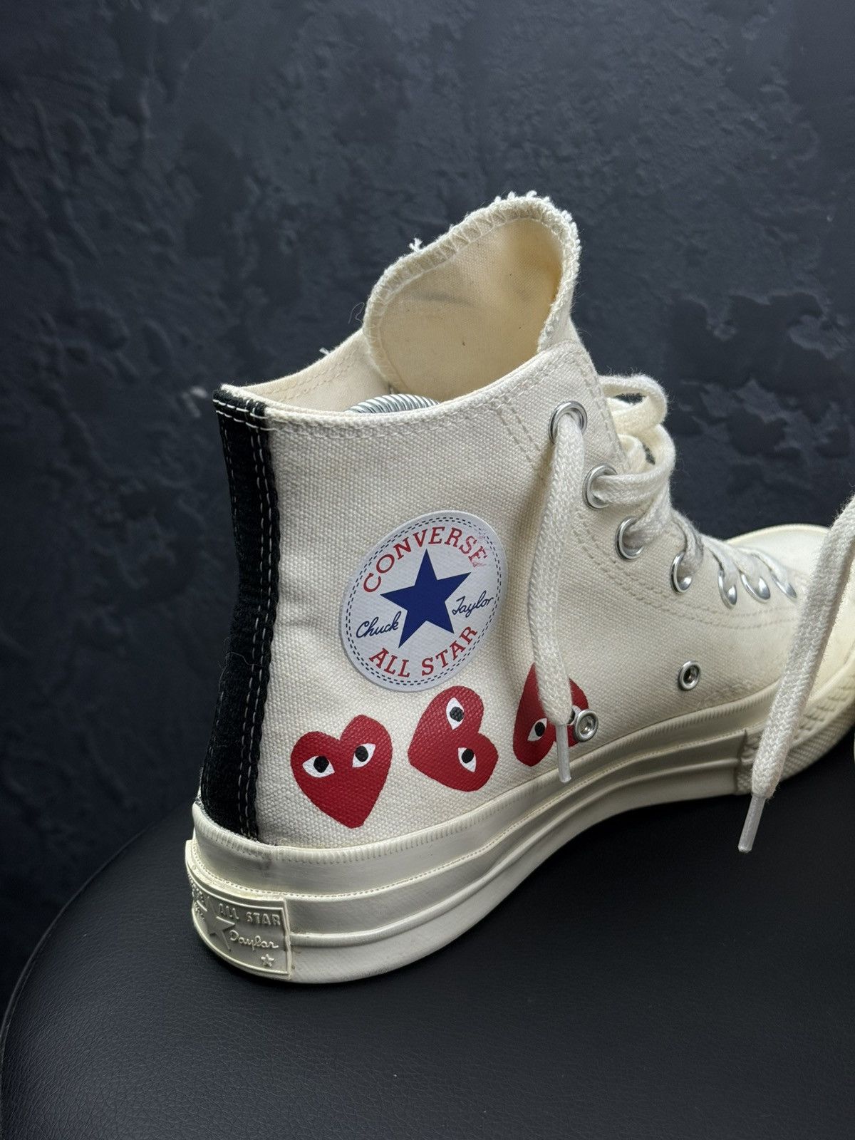 Comme des Garcons CDG PLAY x Converse Chuck Taylor High Top Multi Heart Beige Size US 7.5 / IT 37.5 - 6 Thumbnail