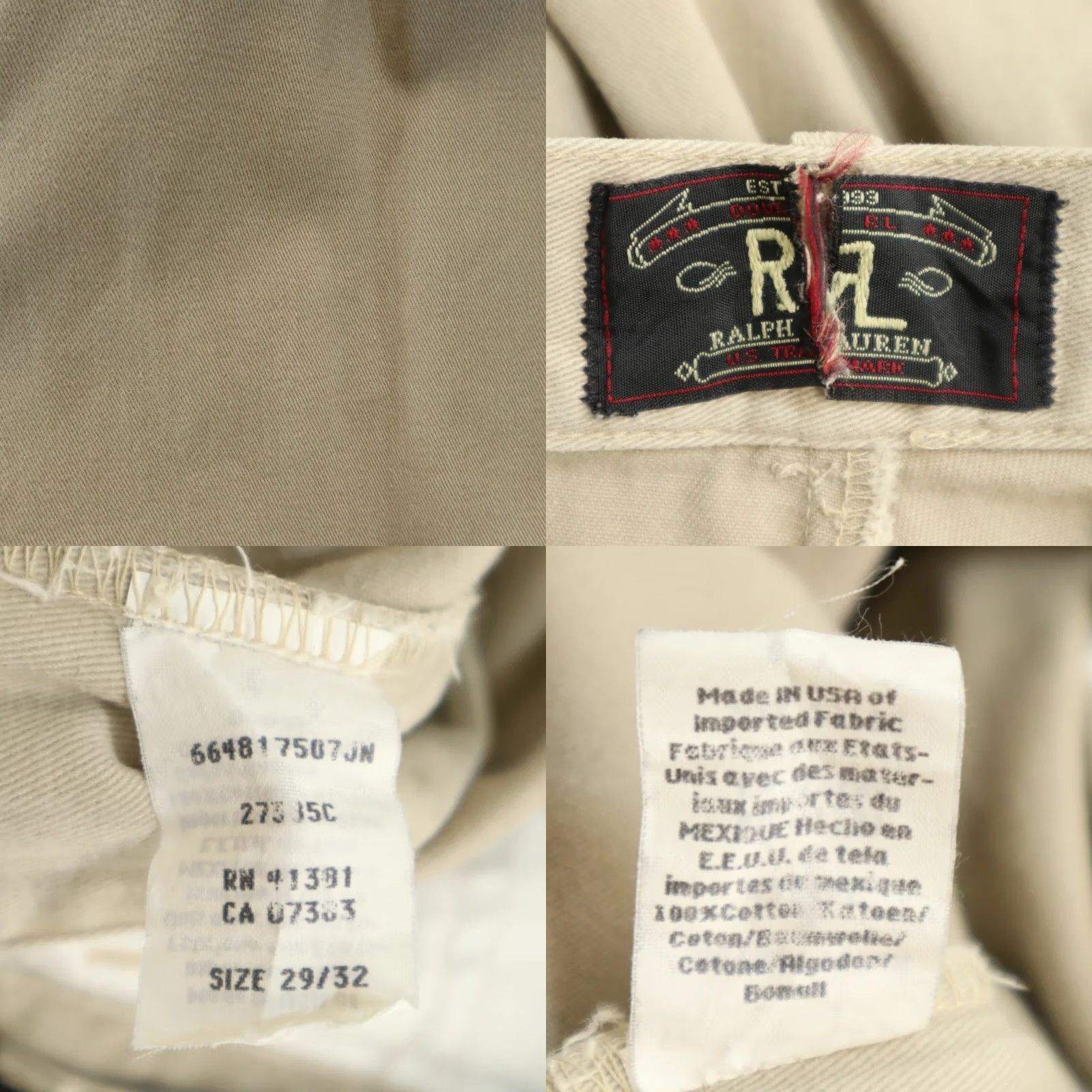 Ralph Lauren VINTAGE RRL Ralph Lauren Chino Pants 29/32 Beige Men's Casual Used Size US 29 - 8 Thumbnail