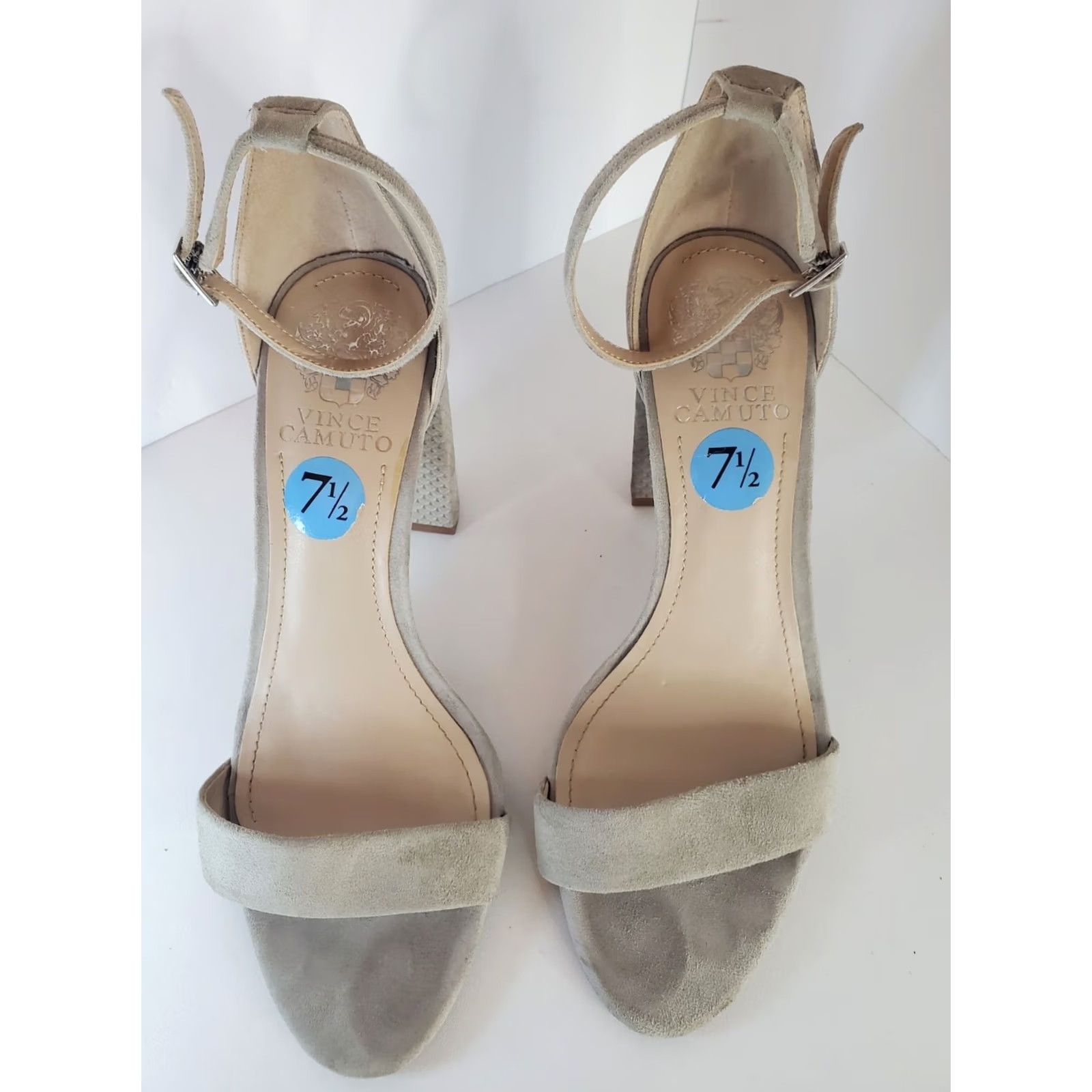 Vince Camuto Vince Camuto Womens Beige Suede Strappy Block Heel Ankle 7.5 Business Size US 8 / IT 38 - 6 Thumbnail