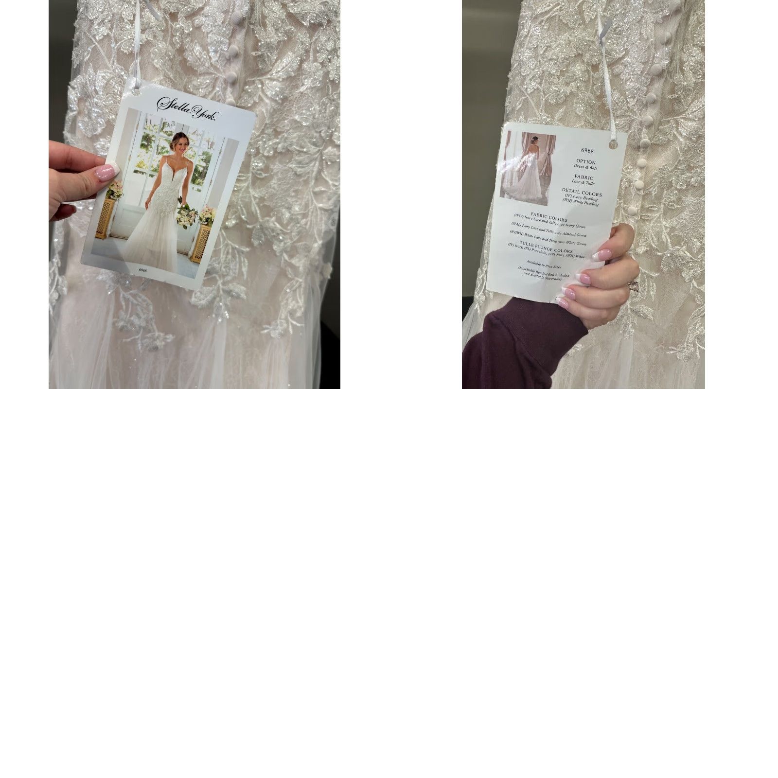 Vintage VINTAGE Stella York 6968 Floral Lace Mermaid Wedding Dress w/ Glitter Tulle 12 (SAMPLE) Size ONE SIZE - 8 Thumbnail