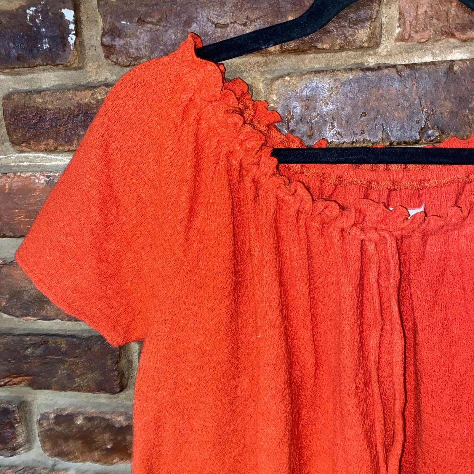 Madewell Madewell Texture & Thread Red Smocked Drawstring Top Small Size S / US 4 / IT 40 - 3 Thumbnail