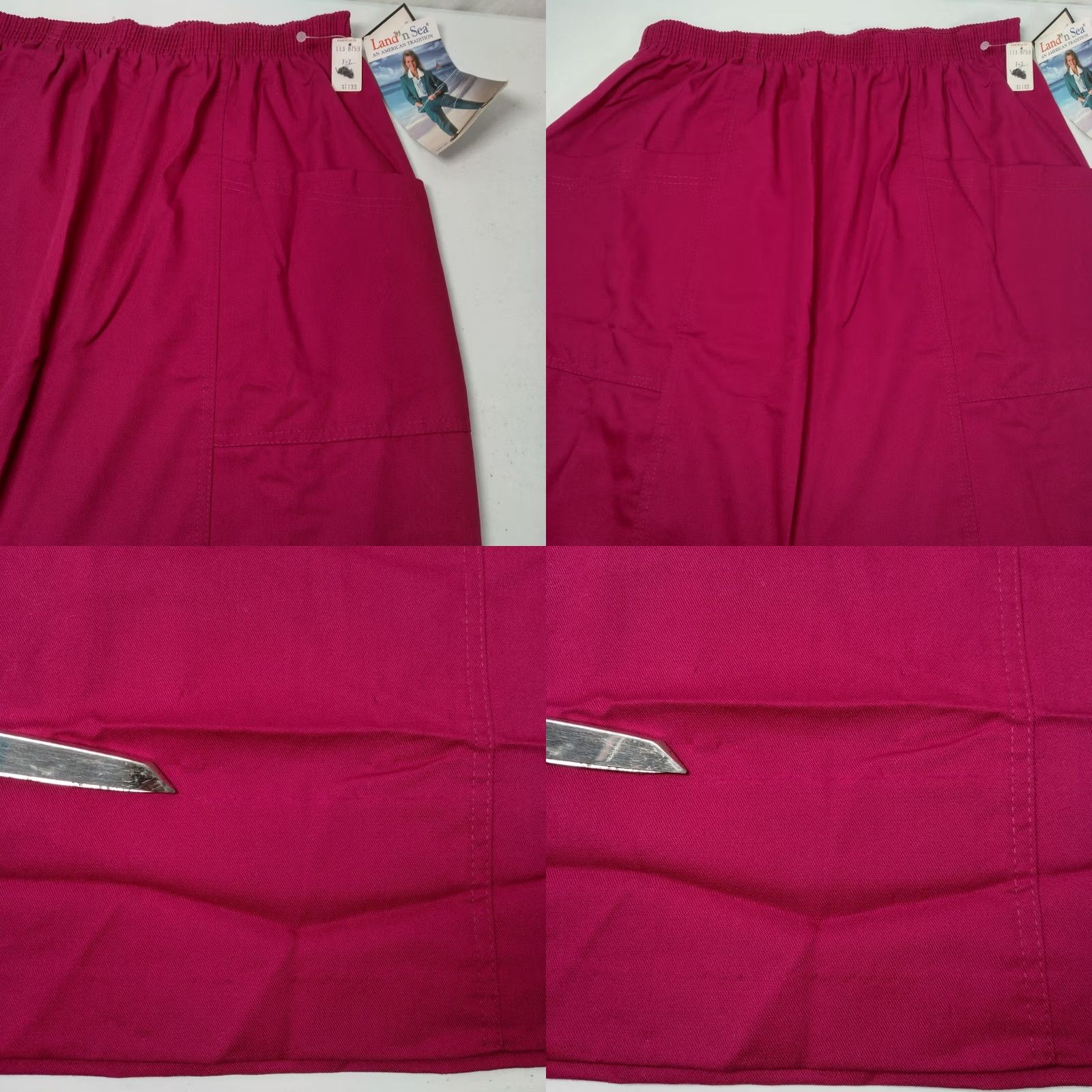 Vintage VINTAGE Land' n Sea Skirt Midi A-Line 18 Maroon Elastic Cotton Blend Twill Pockets Womens Mens? Size 40" / US 18 - 8 Thumbnail