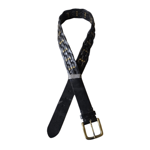 14th Addiction 🕸️Japan solid brass art stud punk style leather belt Size ONE SIZE - 1 Thumbnail
