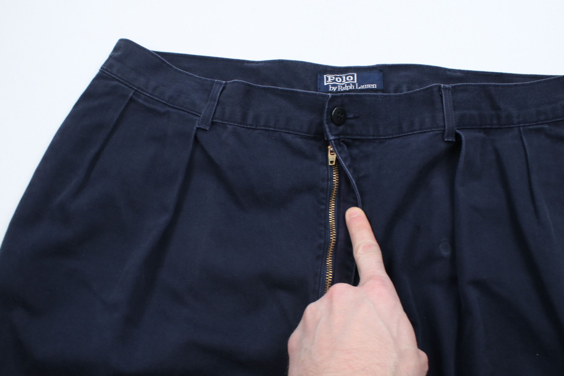 Ralph Lauren × Vintage Vintage 90s Ralph Lauren Wide Leg Pleated Chino Pants Blue Size US 38 / EU 54 - 8 Thumbnail