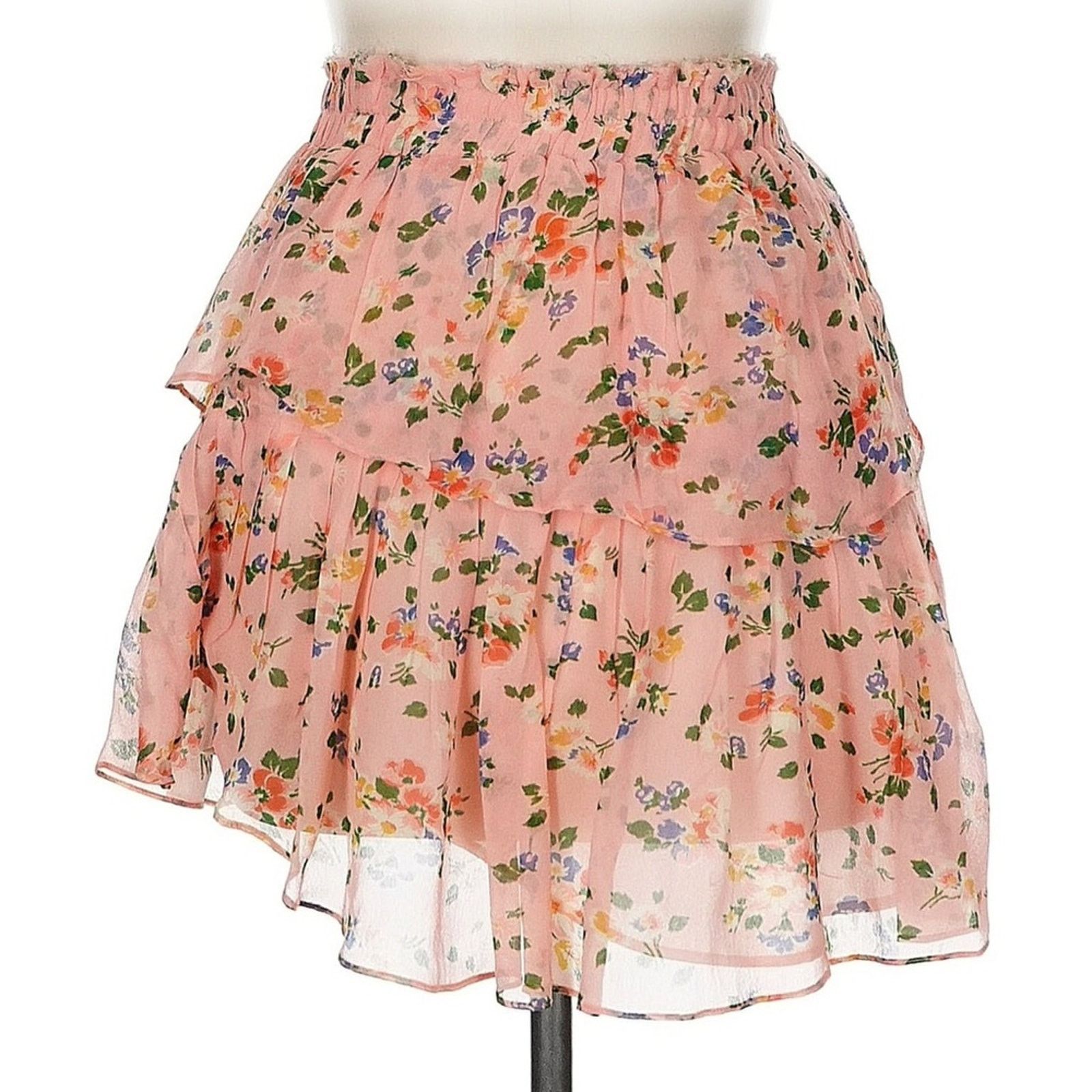 LoveShackFancy LoveShackFancy Ruffle Mini Skirt - Size M Pink 100% Silk Size 28" / US 6 / IT 42 - 4 Thumbnail