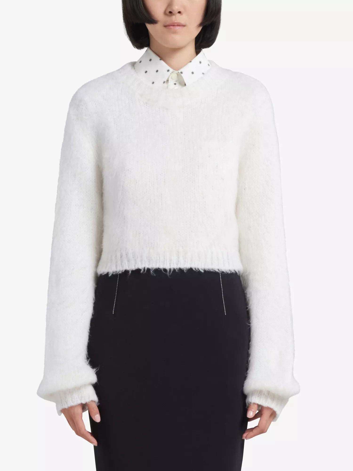 Marni o1w1db10824 Brushed Round-neckline Sweater in White Size S / US 4 / IT 40 - 3 Thumbnail