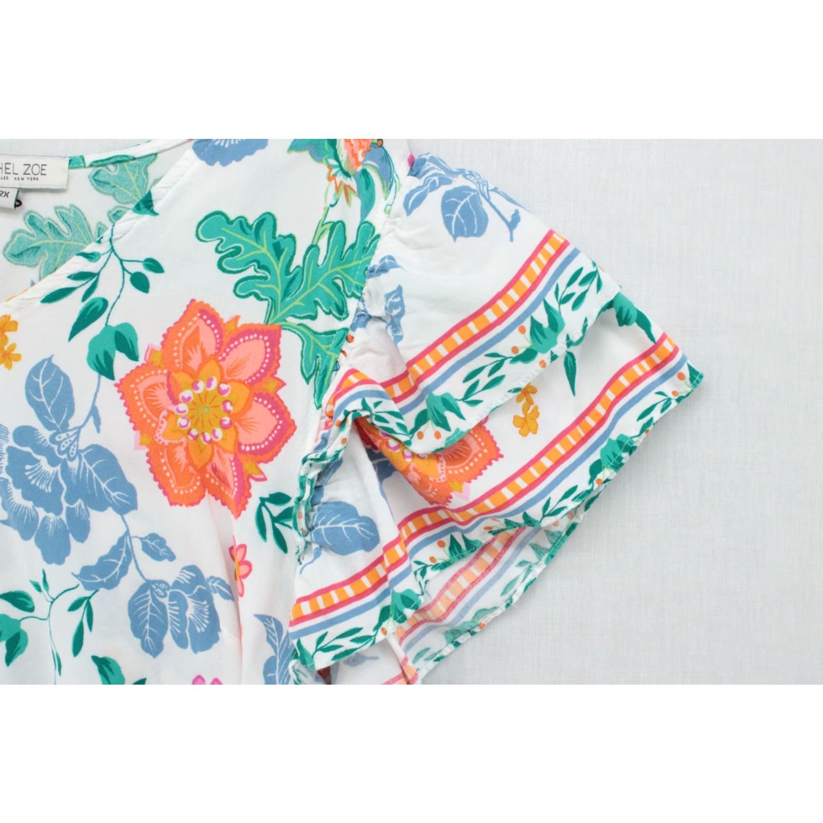 Rachel Zoe Rachel Zoe Tropical Floral Print Ruffle Sleeve Top Women's 2X Boho Beach NWOT Shirt Blouse Size XXL / US 16-18 / IT 52-54 - 2 Thumbnail