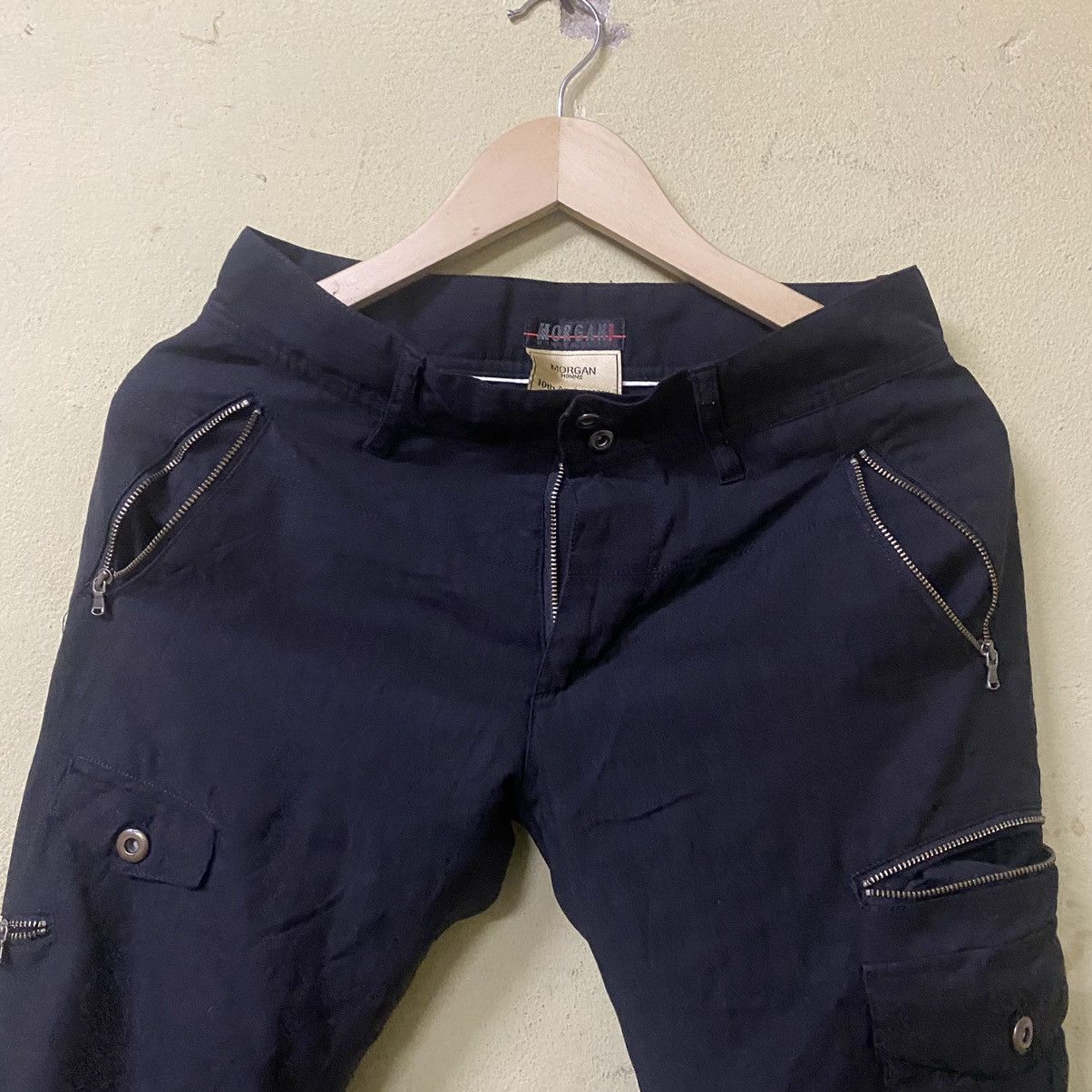 Japanese Brand Morgan homme pants multi pocket zip black nice design Size 28" / US 6 / IT 42 - 4 Thumbnail
