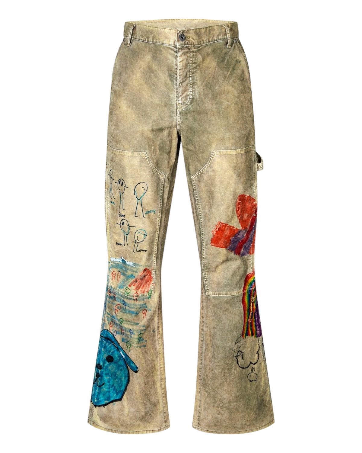 image of Off White Omce034S23Fab0016184 Cartoon Flared Carpenter Pants in Beige, Men's (Size 30)