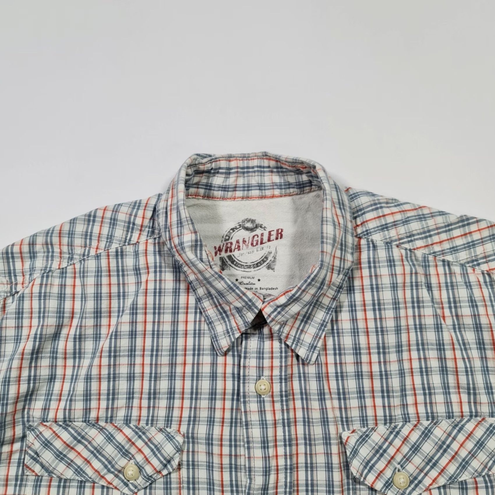 Wrangler Wrangler Shirt Mens XL Blue Check Long Sleeve Regular Fit Cotton Button Size US XL / EU 56 / 4 - 2 Thumbnail