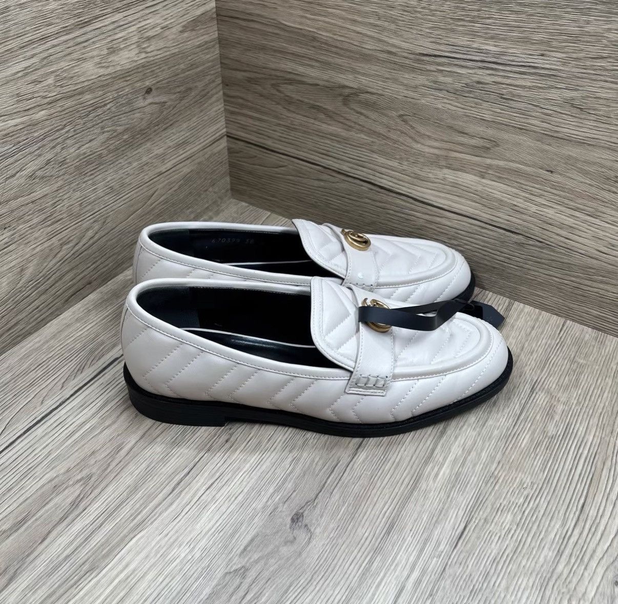 Gucci Gucci Double G Series Off-White Embossed Loafers J41 Size US 8 / IT 38 - 3 Thumbnail