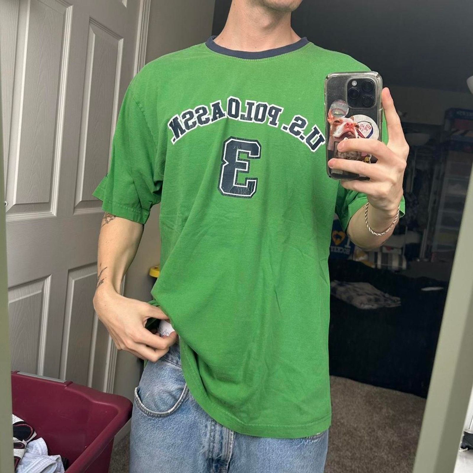 U.S. Polo Assn. vintage 90s y2k varsity green us polo assn ringer shirt Size US XL / EU 56 / 4 - 3 Thumbnail